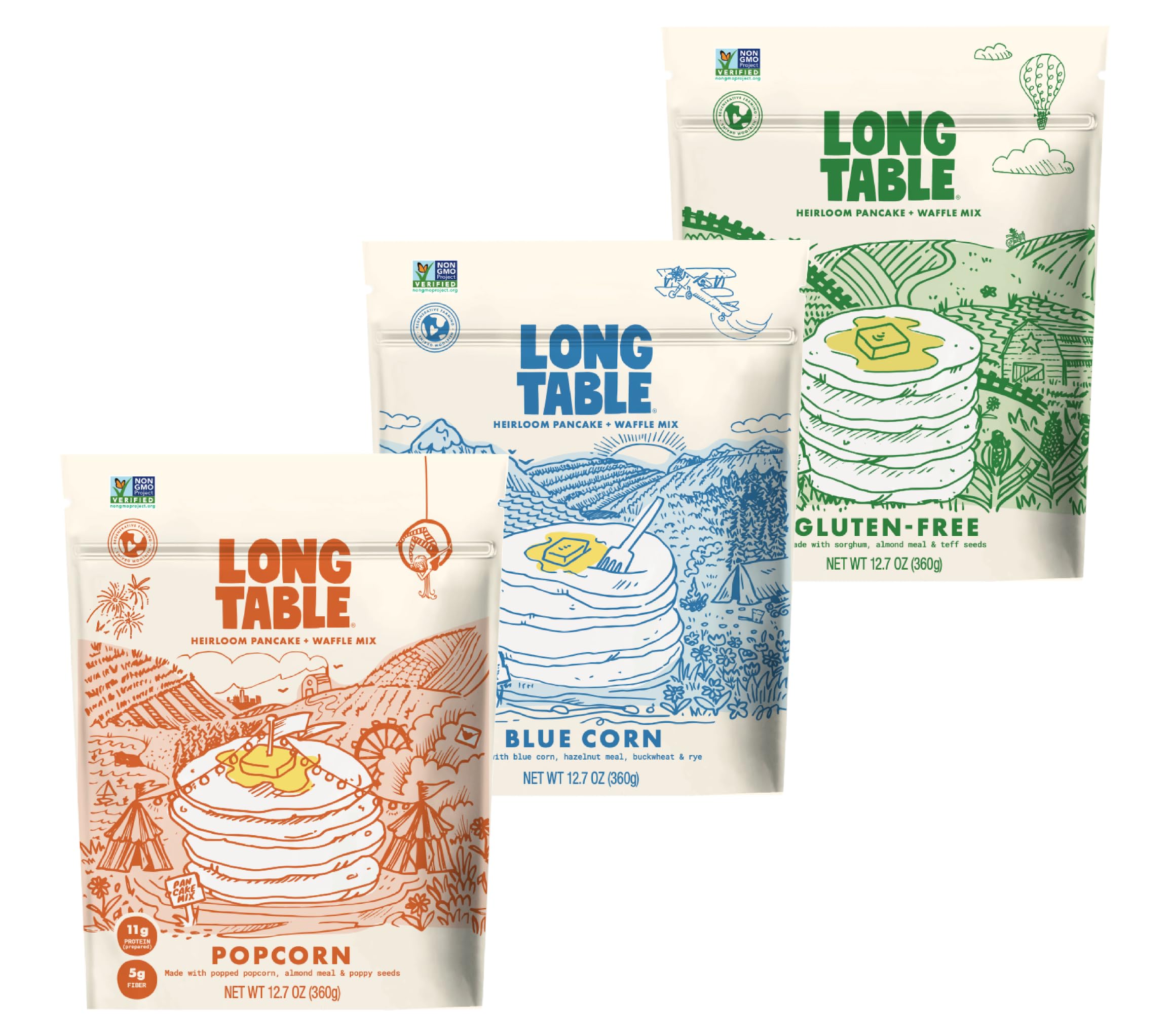Buy Long Table Heirloom Pancake & Waffle Mix Variety Pack - High ...