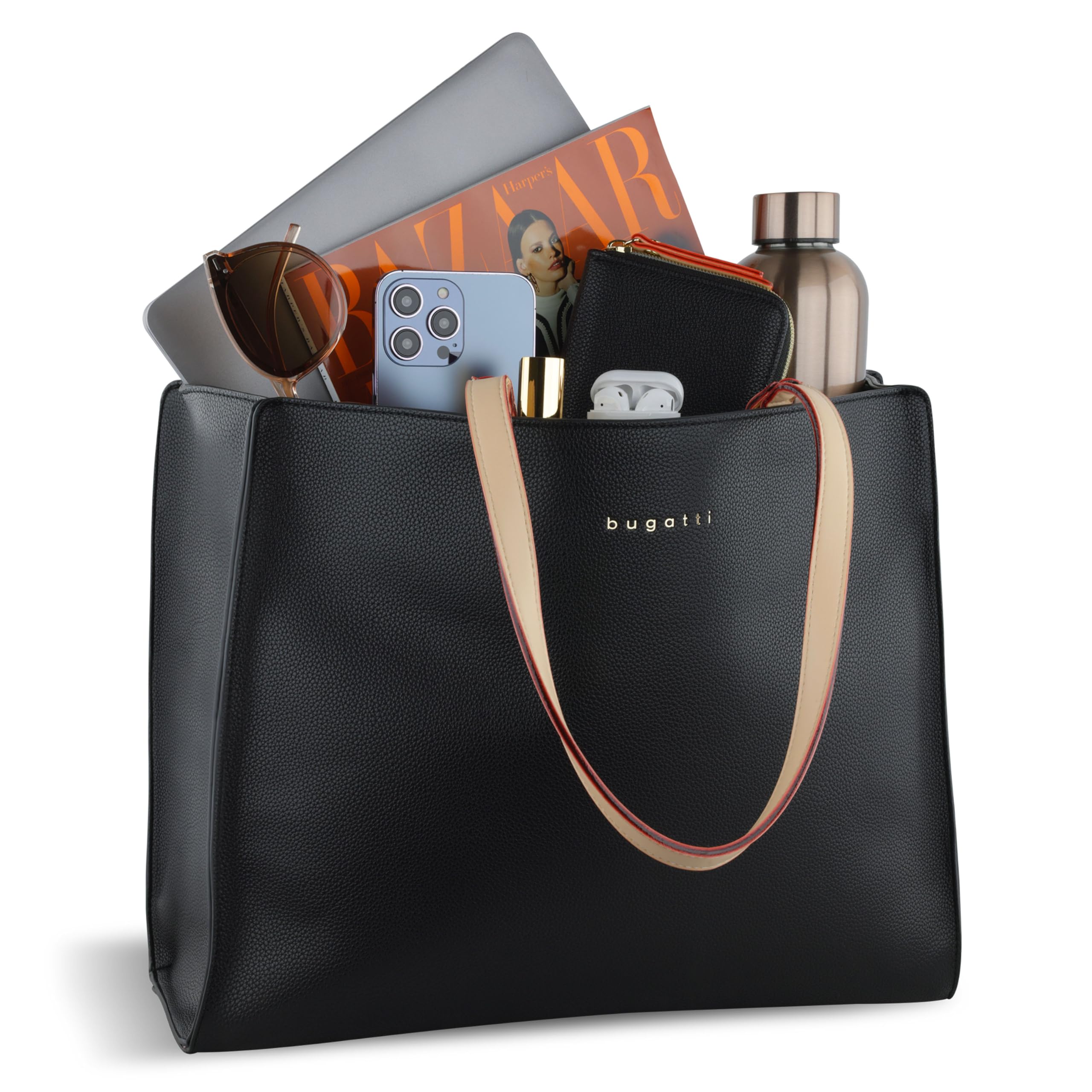 bugatti Ella Business System Bag - elegante Aktentasche mit 13-Zoll-Laptopfach in Schwarz