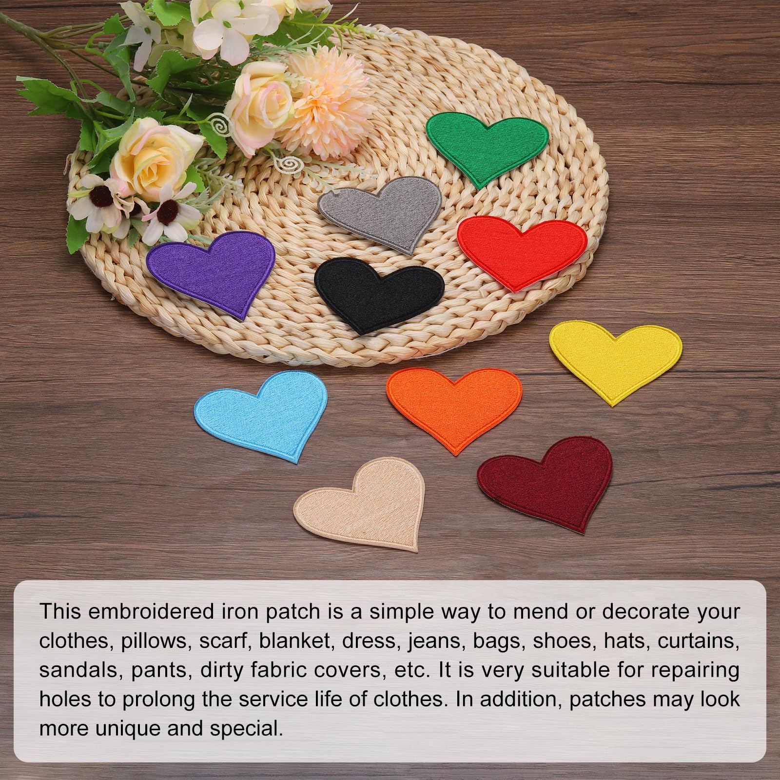 QUARKZMAN Patchs Écusson En Forme De Cœur à Coudre Ou à Coller, Noir, 2,8 X 2,68 Pouces, Processus De Collage à Chaud Pour Réparation De Vêtements, Sac à Dos, Jeans, Lot De