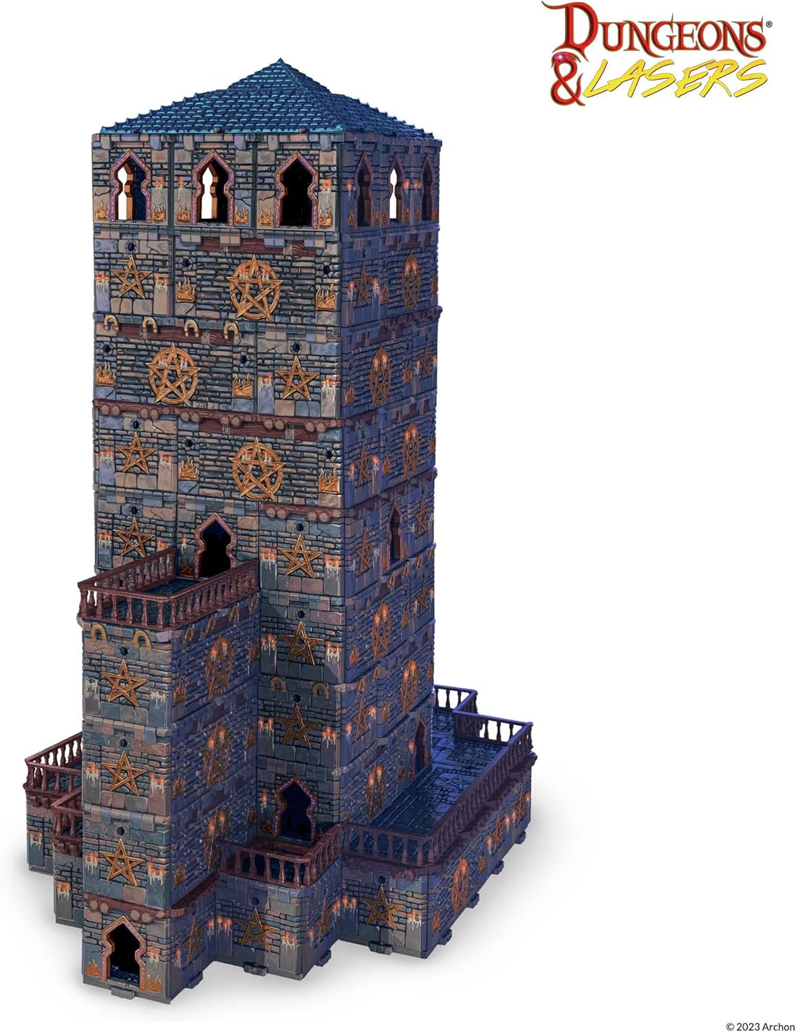 Dungeons & Lasers: Sorcerer's Spire - 358 Piece Modular Tower Design - RPG Terrain for DND and 5E Compatible Tabletop Games - Large Scale Model - Unpainted and Unassembled - Ages 14+