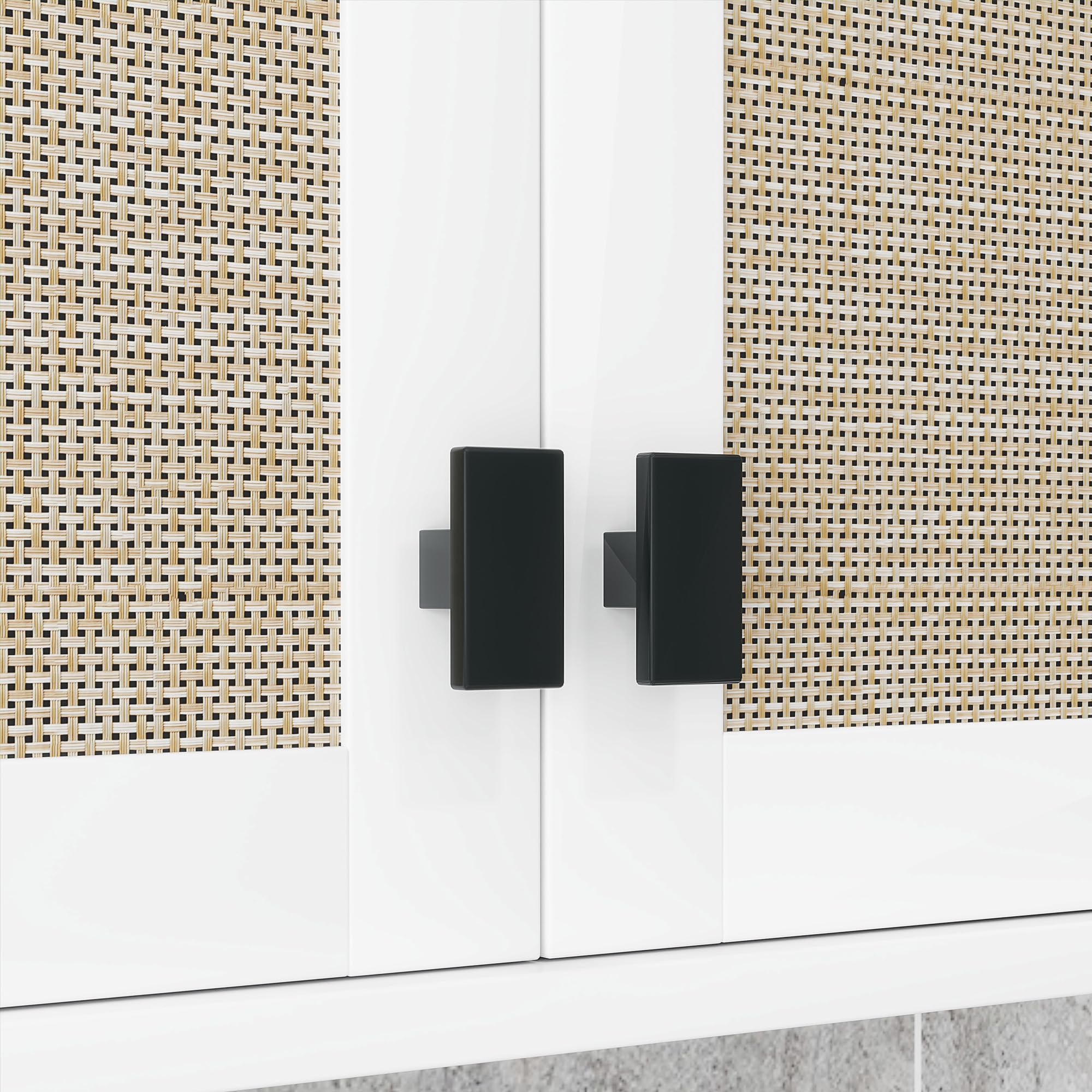 HOMCOM Armario de Pared para Baño Mueble Baño Suspendido 60 cm Blanco | 2 Puertas de Ratán PE, Estante Ajustable, Multiusos, 60x19,5x49,4 cm