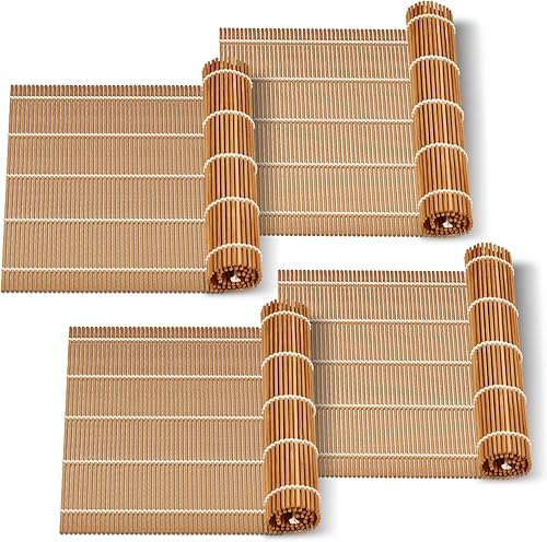 Miniatura 7 de Alfombrilla de bambú para sushi de 9.5"x9.5", rodillo para kimbap (2 PIEZAS)