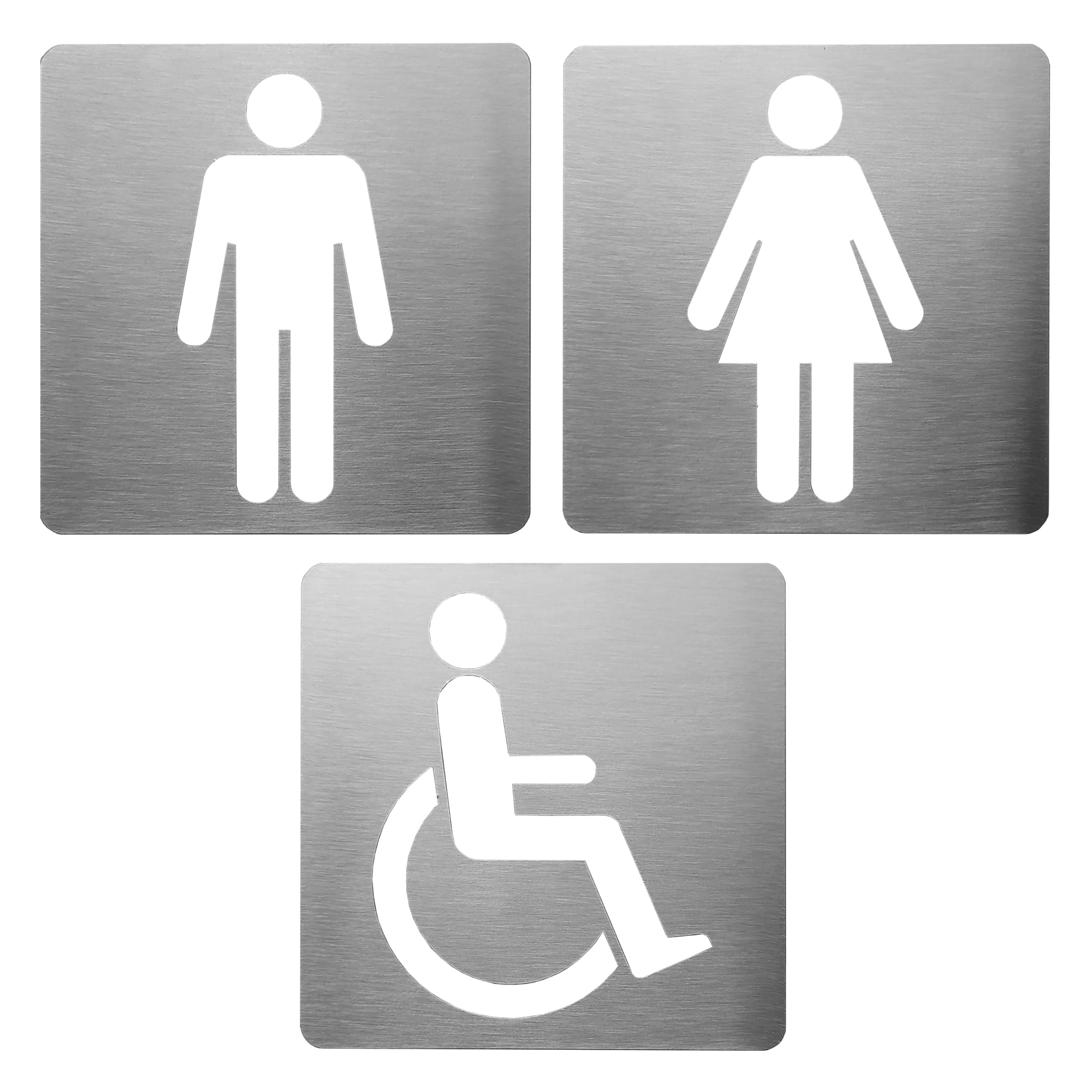 GUIZZO Creart - Targa Personalizzata Acciaio Inox per Locali Pubblici, Targhetta Personalizzata Bagno Donna, Uomo, Disabile, Targhetta Porta Ingresso Toilette Servizi Igienici Made in Italy, 20x20H cm