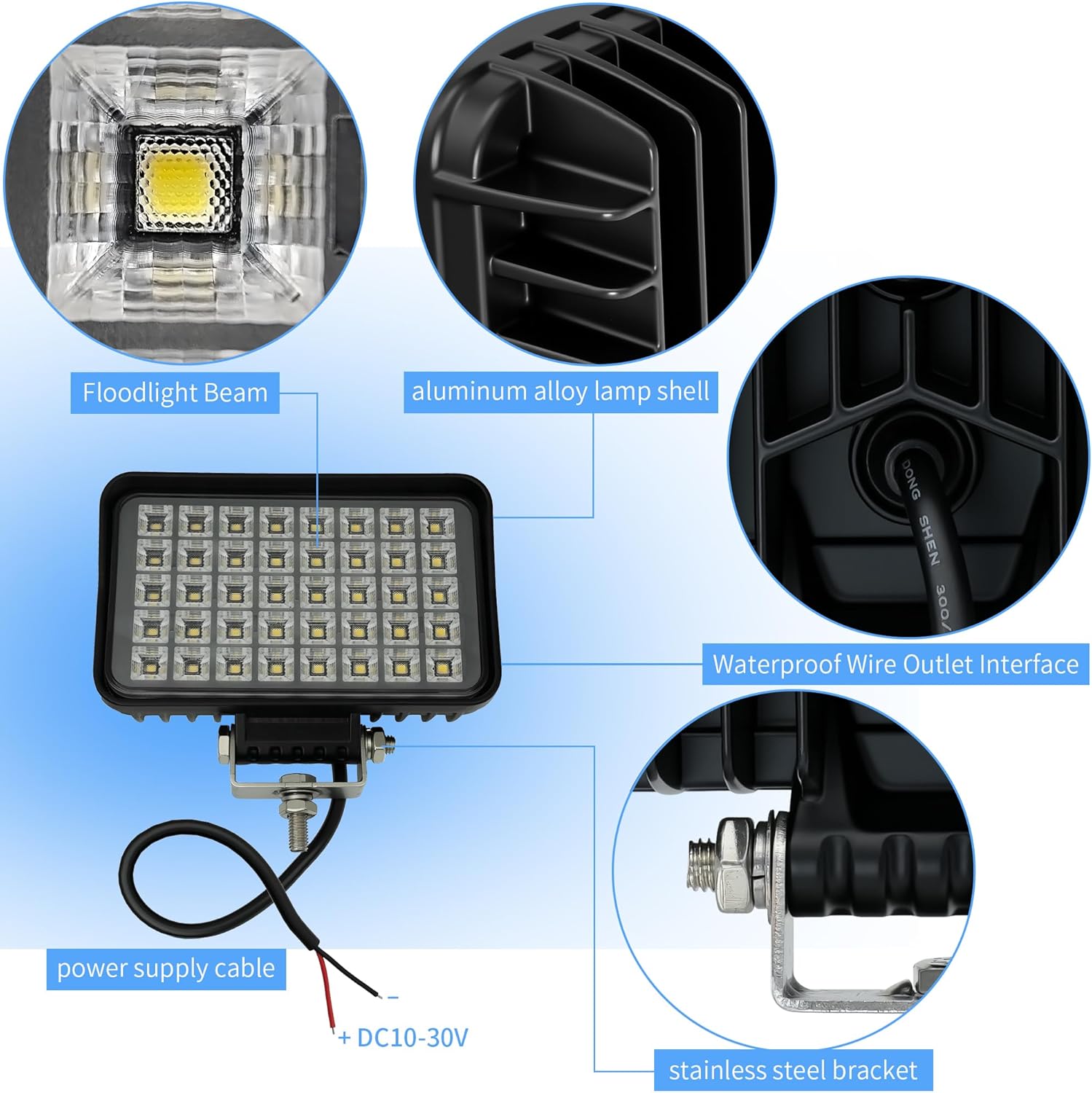LED Tractor Truck Work Auxiliary Lights 10-30V 2Pcs 6Inch Flood Beam Heavy Equipment LED Excavator Driving Offroad Lights fit for Equipment Vehicle Pickup UTV ATV Golf Cart