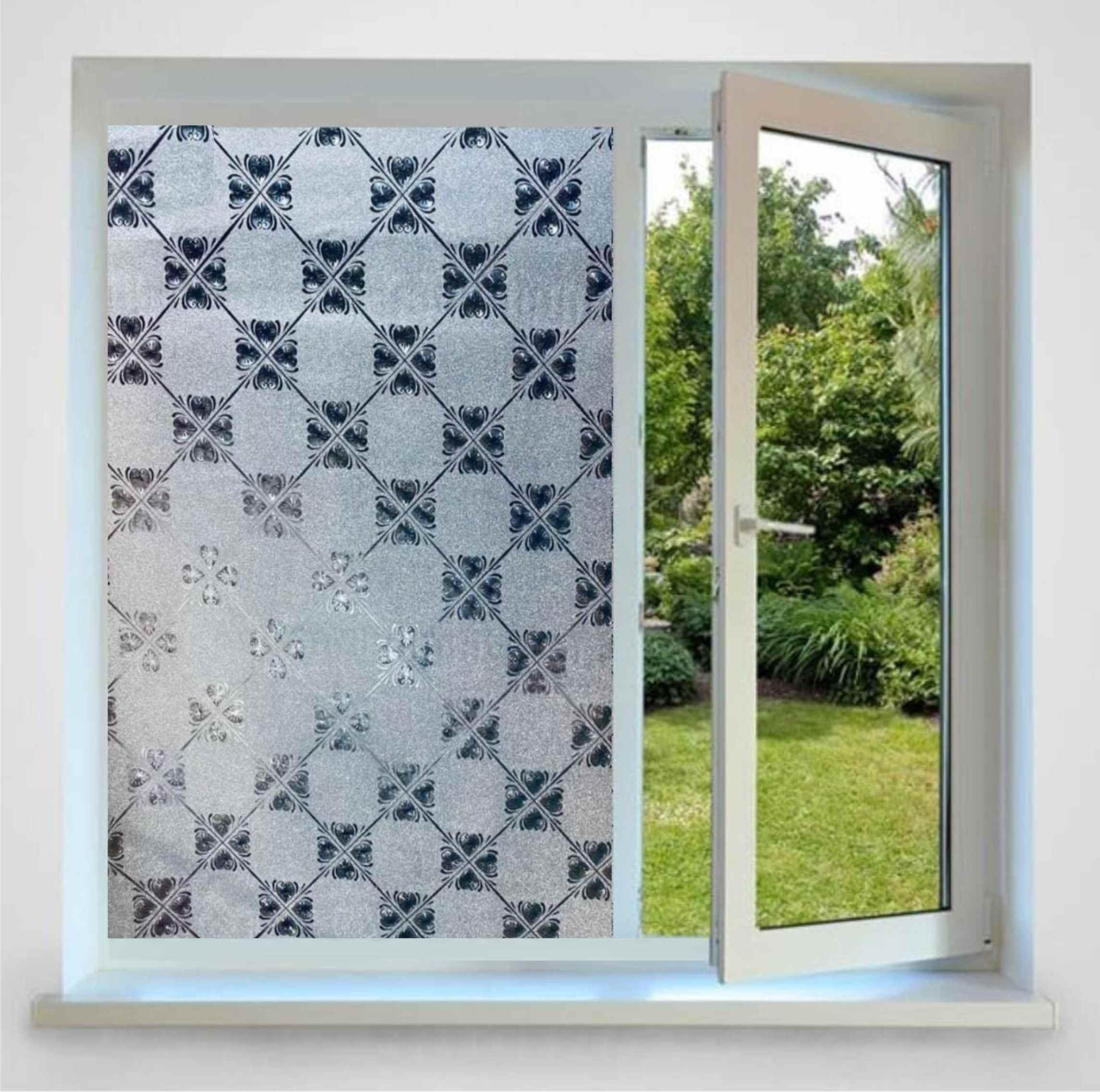 AGOG 3D Privacy Window Films Privacy Glass Film Opaque Sparkle Decorative Frosted Home Security Self Adhesive for Bathroom Door Window Heat Control Anti UV WF-303(16 X 60 INCH)