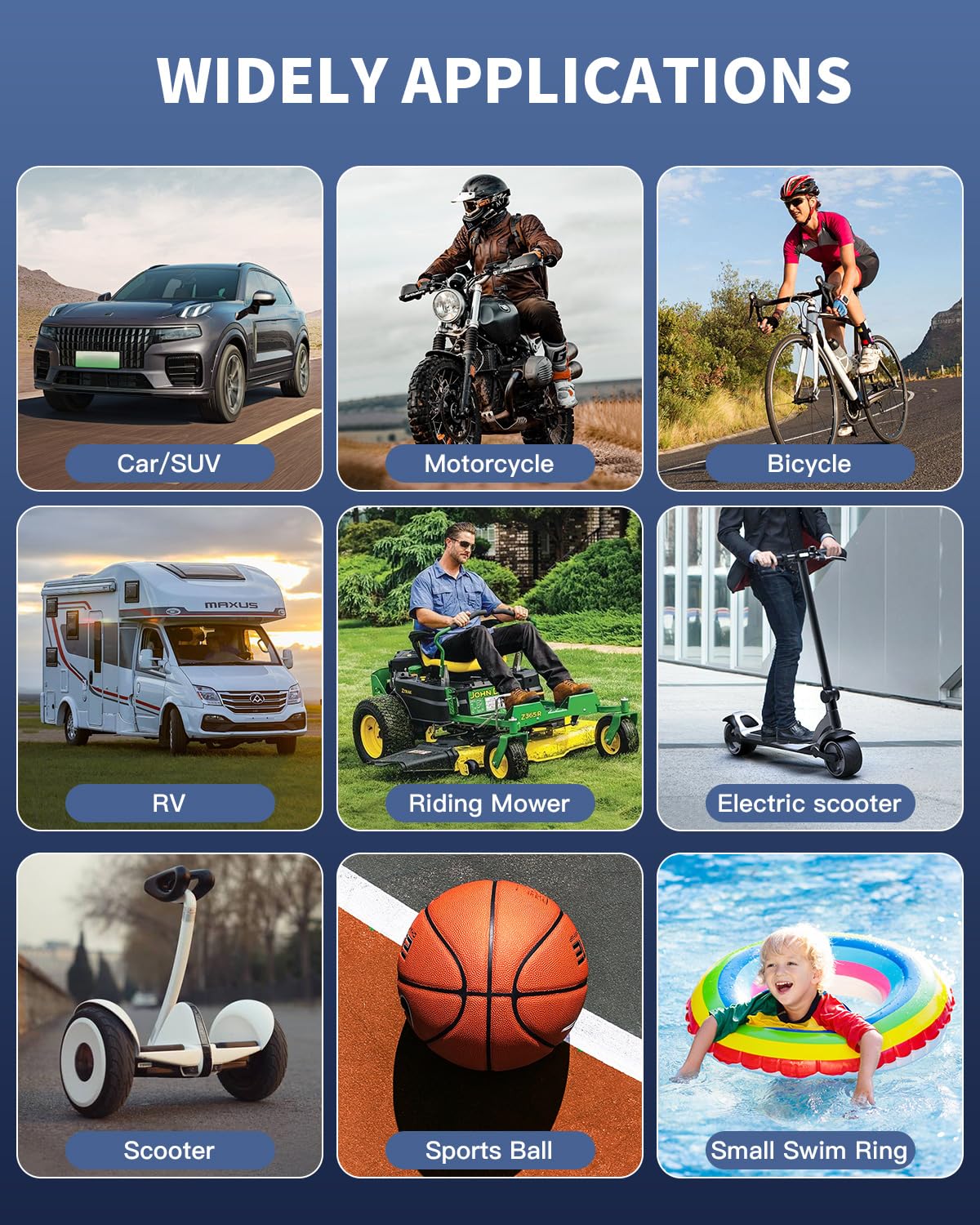 KIAIR Tire Inflator Portable Air Compressor - Fast Cordless Air Pump for Car Tires, 150 PSI Electric Bike Tire Pump with LED Light and Digital Pressure Gauge for Motorcycle, Auto, Ball, Bicycle