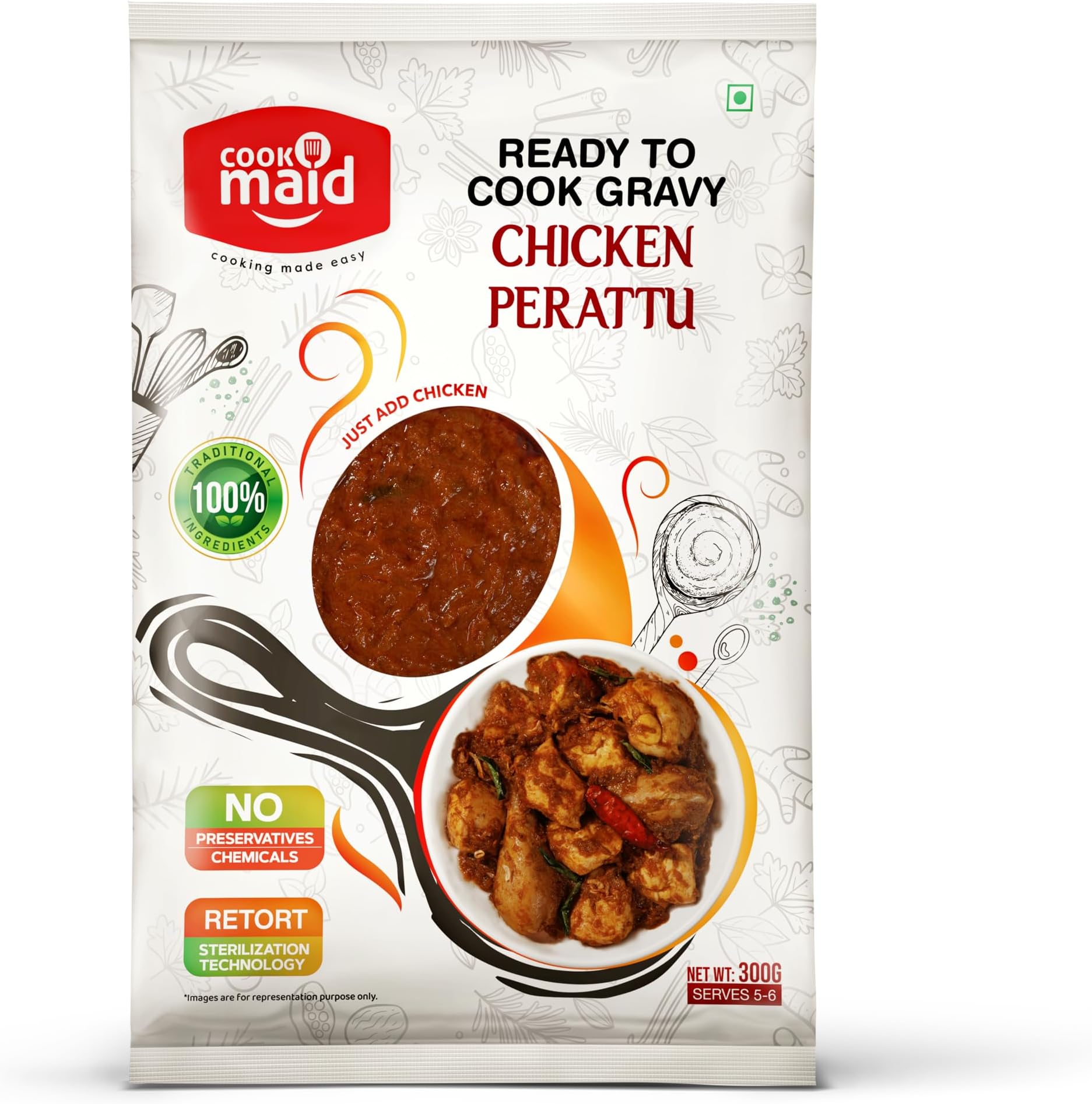 Chicken Perattu Gravy | Ready to Cook | Pure Vegetarian Base | No Added Preservatives | Restaurant Style at Home | Just Add Fresh Chicken | Instant & Easy | Serves 5-6 | 300g
