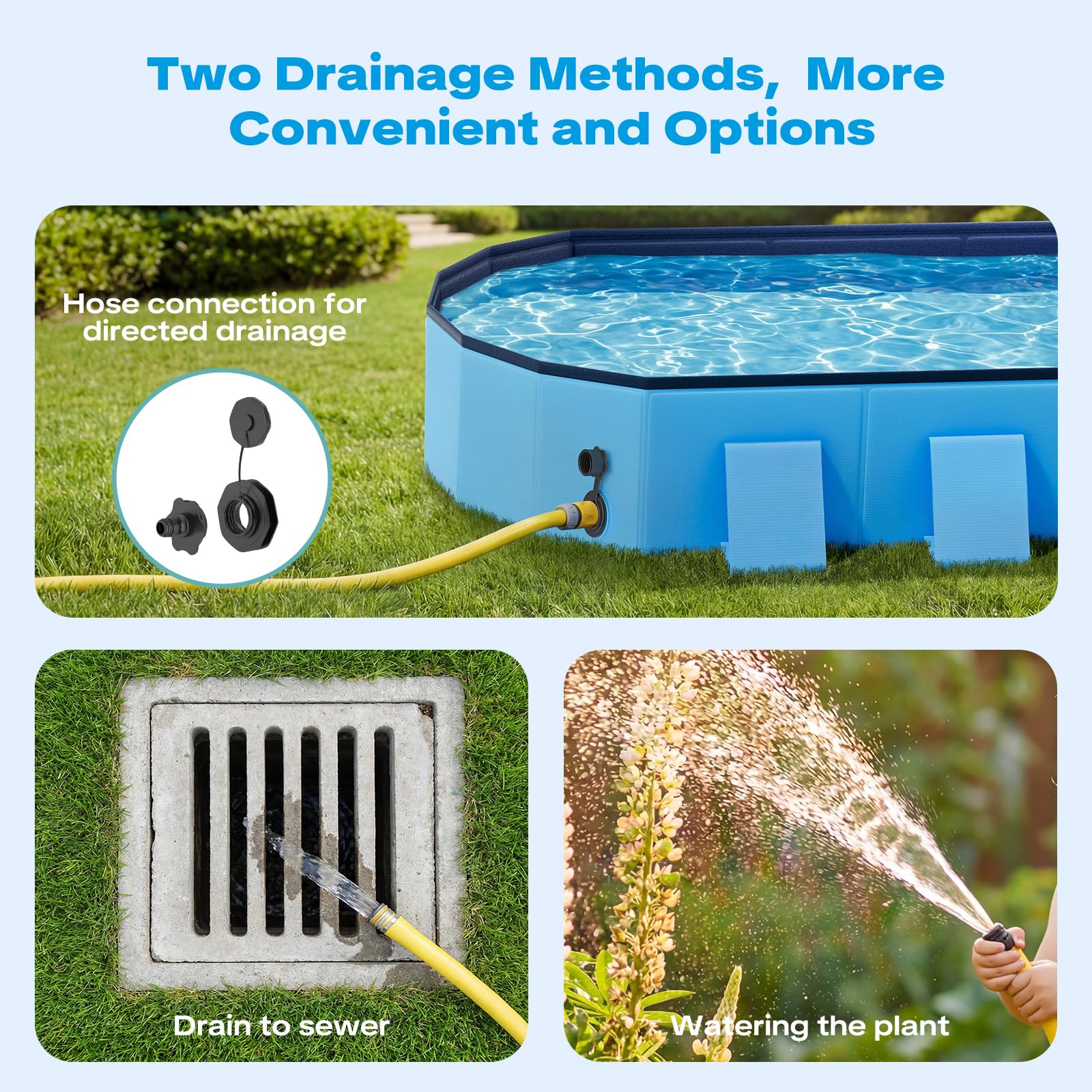 Piscina per cani,180cm piscina per cani grandi | Piscina pieghevole per cani con fondo antiscivolo e rinforzato, adatta per interni, esterni e giardini, blu
