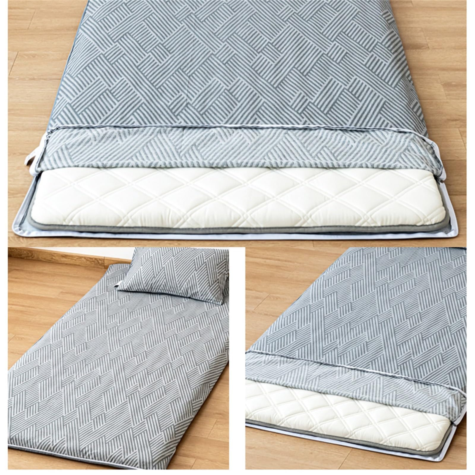 Housse De Futon Japonaise for Matelas De Sol, Housse De Futon Japonaise À Fermeture Éclair, Housse De Matelas De Sol, Coton, Lavable en Machine(Stripes,80x190cm/32x75in)