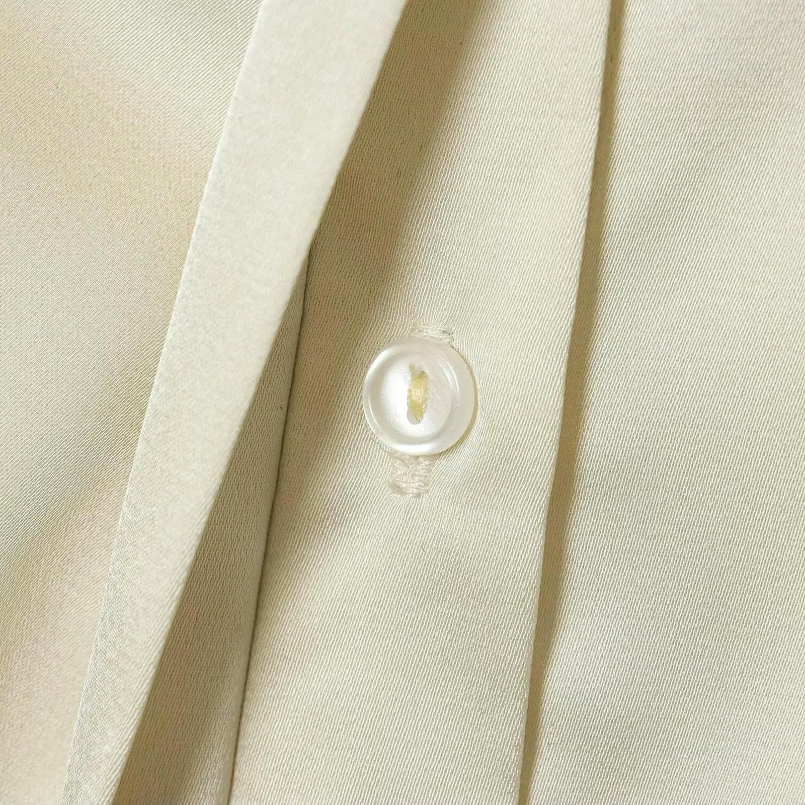 Camicia Donna Autunno Moda Doppiopetto in Raso di Seta con Testo Camicette retrò A Maniche Lunghe Nodo Chic Mujer-Albicocca-l