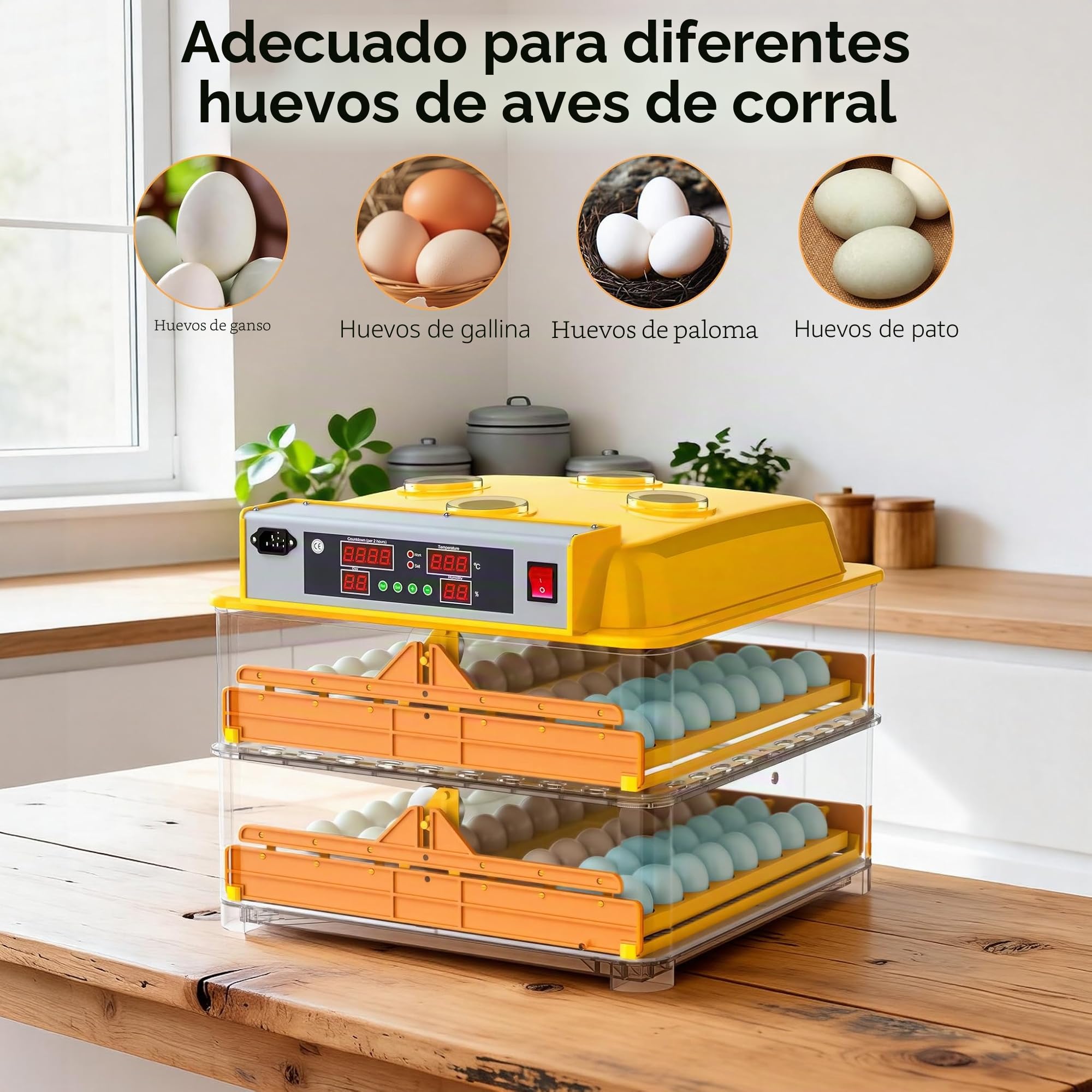 Incubadora automática capacidad para 96 huevos de gallina, aves de corral, pato, codorniz, reptil