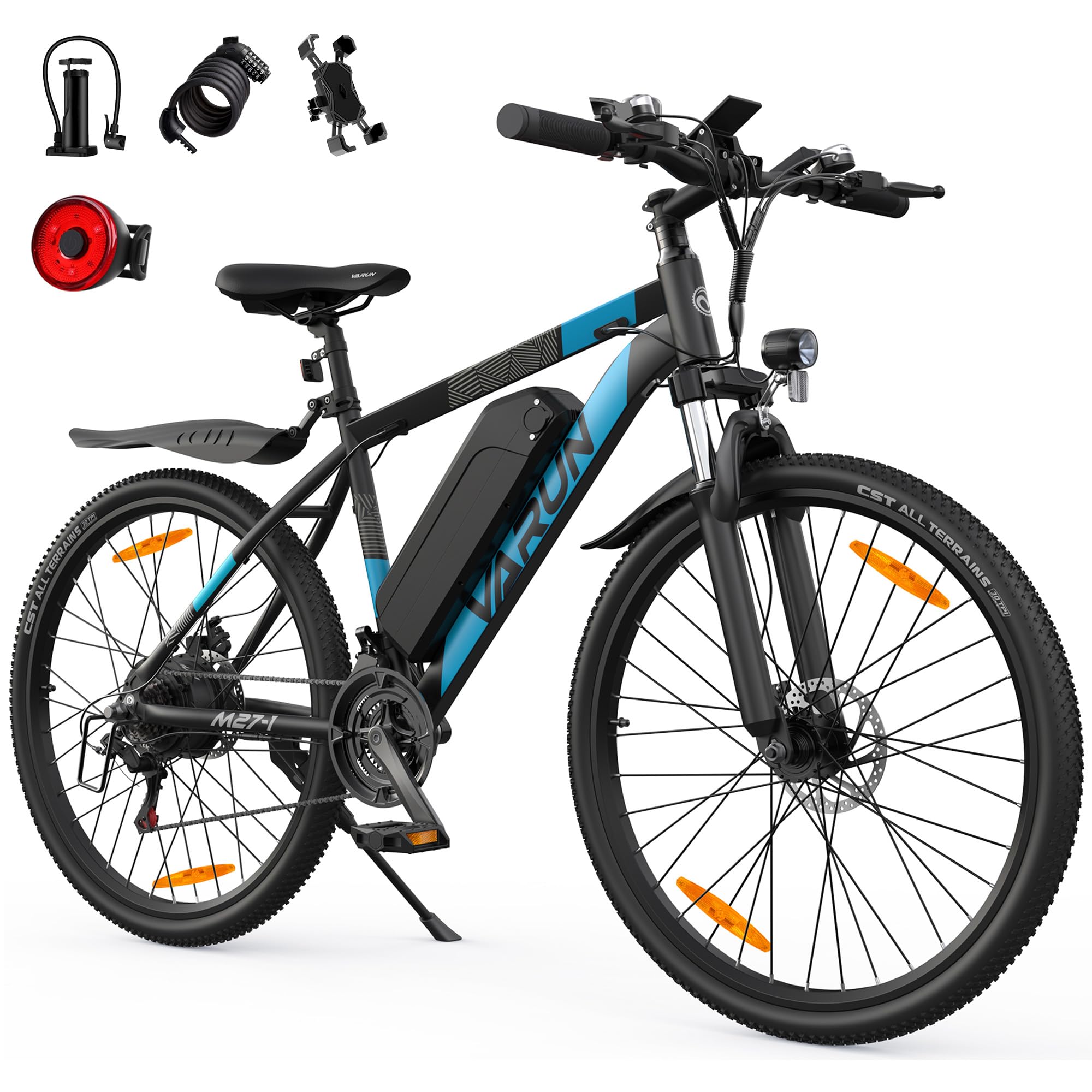 VARUN E Bike, 27,5 Zoll Ebike Herren Damen mit 21-Gang, 48V 624 Wh Akku, 120KM Reichweite, E-Mountainbike Mit 55Nm 250W Motor, 5 PAS-LCD Dispaly, CE, Elektrofahrräder für Erwachsene, M27-1