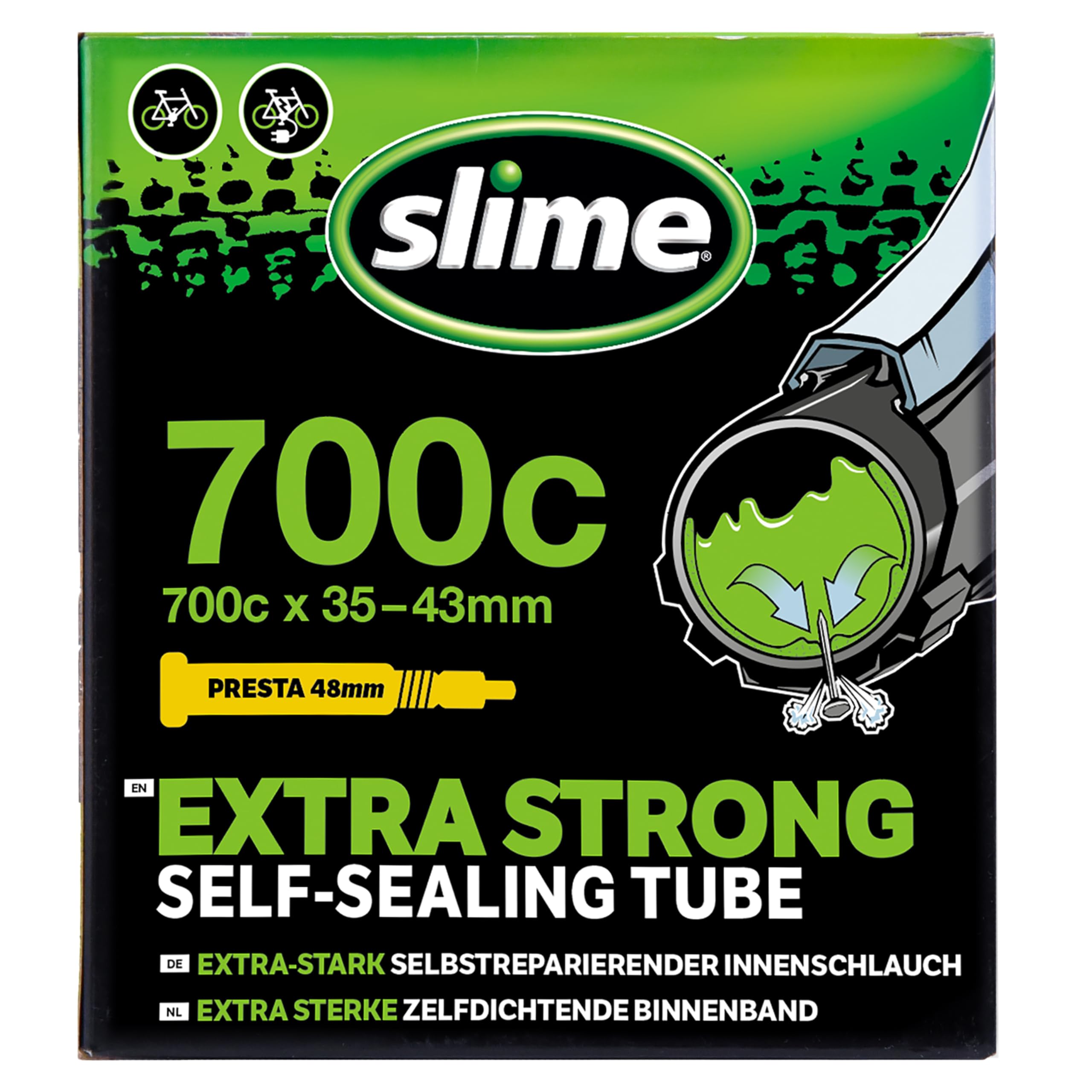 SlimeBike Inner Tube with Slime Puncture Sealant, Self Sealing, Prevent and Repair