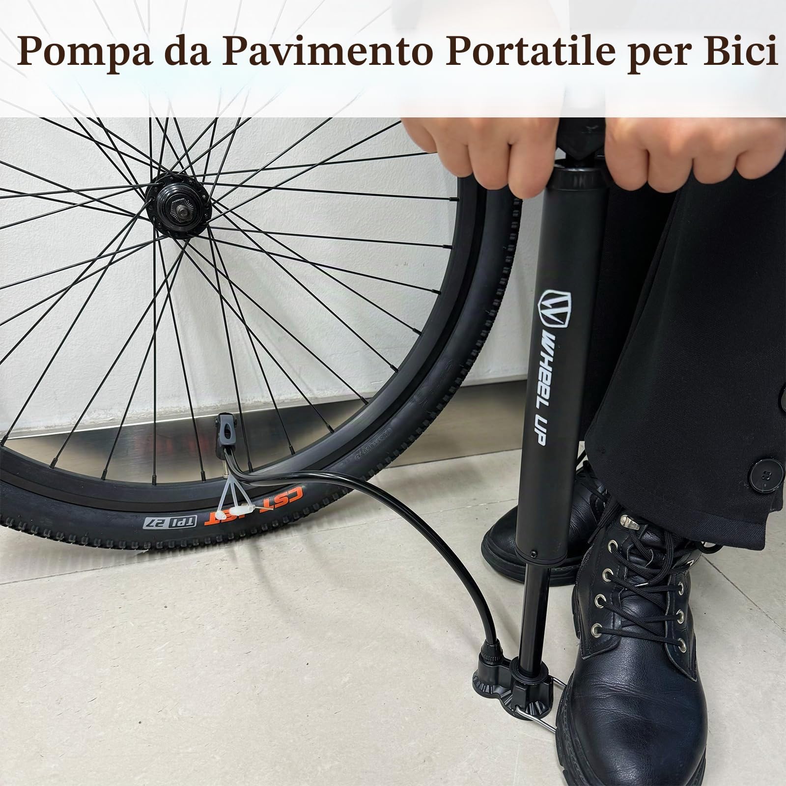 Letton Pompa da pavimento portatile per bicicletta 8 bar valvole Presta Schrader ago multifunzione