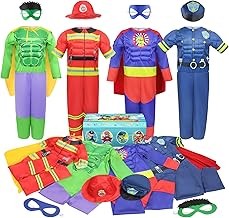 Trajes de Disfraz de Pecho Muscular para Chicos, Traje de Superhéroe, Policía, Bombero, Conjunto de Disfraces de Rol para Niños, Ropa de Vestir para Chicos de 3 a 7 años