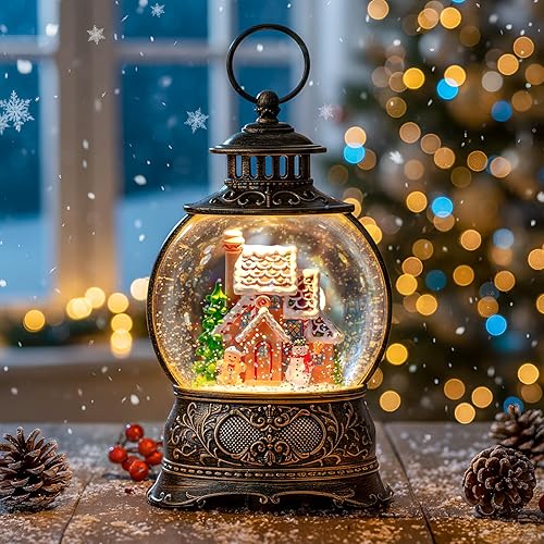 Miniatura 126 de Globo de nieve de Navidad, escena cardenal iluminada, linterna musical de agua de nieve, decoración navideña brillante y regalo para familiares