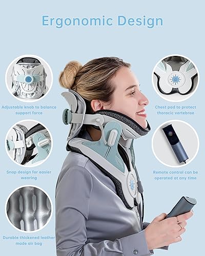 Miniatura 4 de Dispositivo eléctrico de tracción cervical para aliviar el dolor de cuello, bomba de aire ajustable, ensanchador de cuello inflable con 3 tracciones