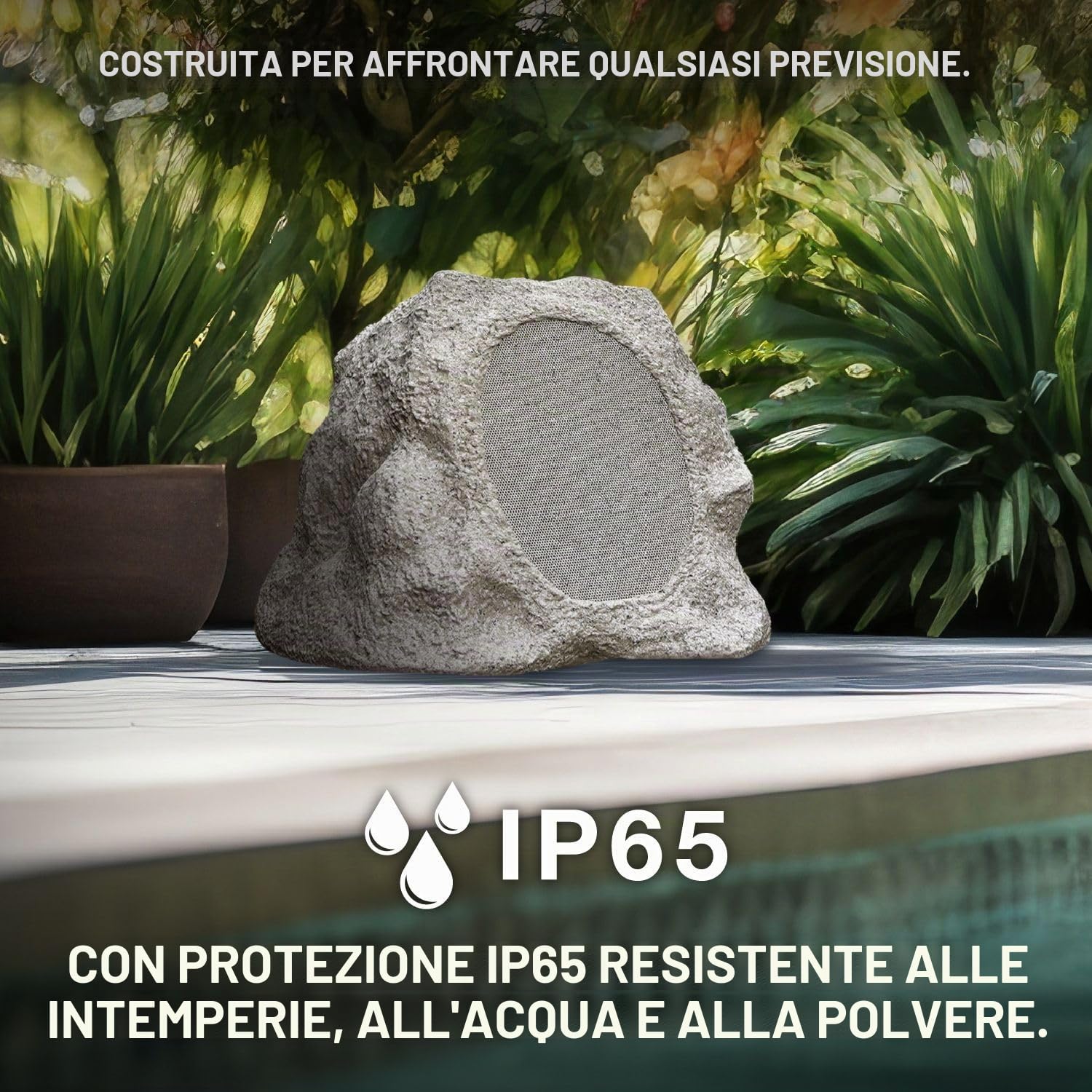 VICTROLA Rock Speaker Connect – Altoparlante da esterno a forma di pietra con Bluetooth 5.3, 22 h di autonomia, ricarica solare, connessione multi-speaker e certificazione IP65 (Grigio pietra) | Altoparlante esterno a forma di roccia, Bluetooth 5.3, caric