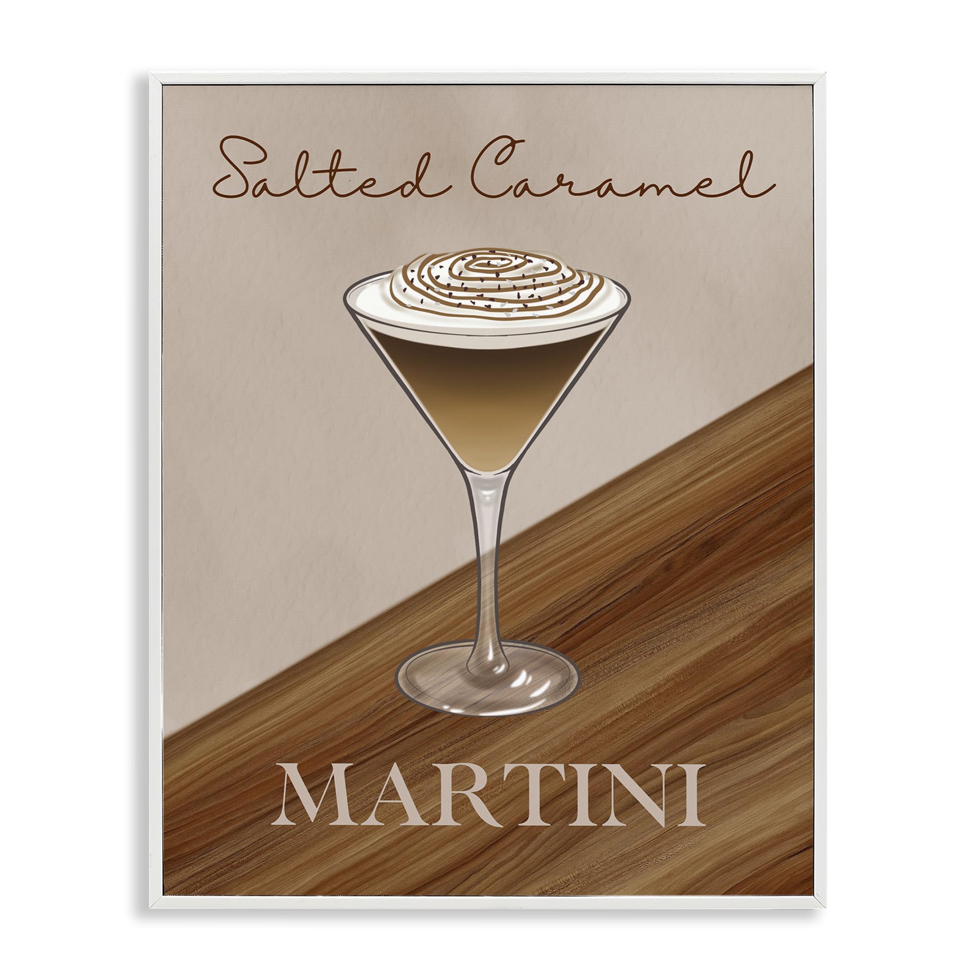 Stupell Industries Coastal White (Textured) 'Salted Caramel Martini'| Framed Giclee Art