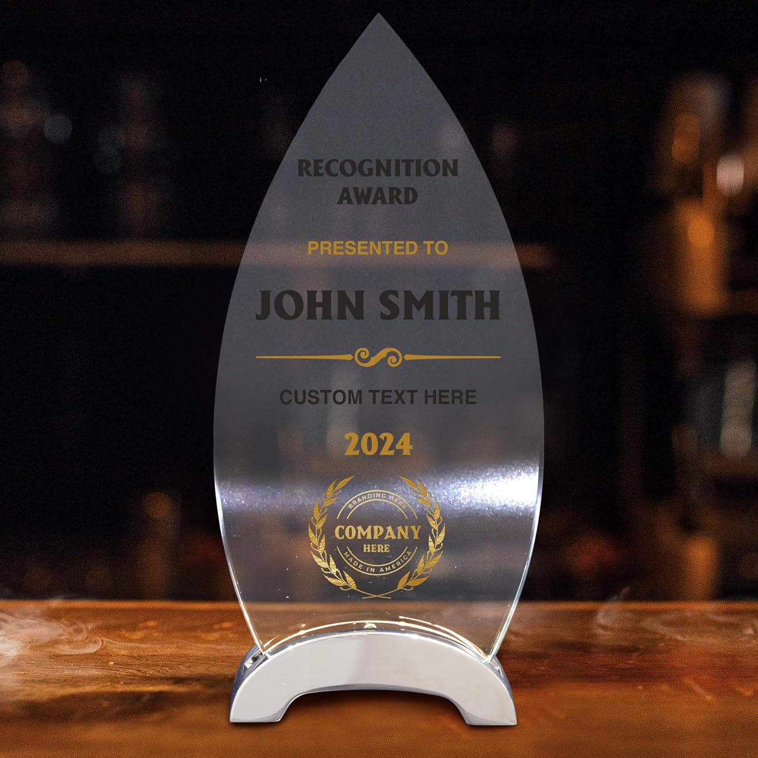 9 1/4" Personalized Glass Plaque for Awards and Trophies, Custom Award for Employee of the Month, Retirement, Leadership and Appreciation Gift Glass Awards F (D5) - Image 4