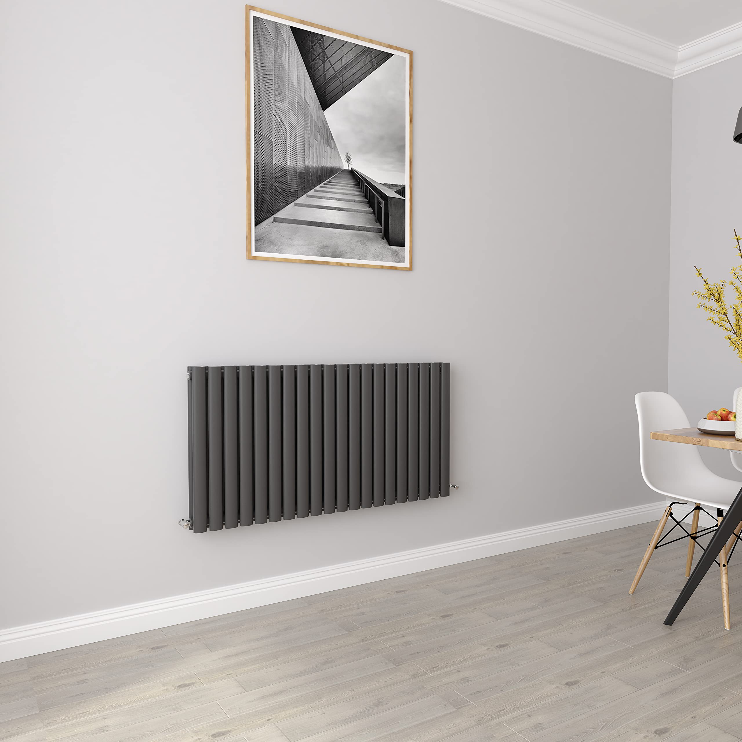 Biubiubath Anthracite Radiators Horizontal Oval Double Panel Designer Radiator 600X1180mm Central Heating Radiators