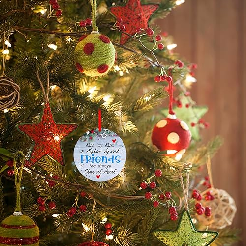 Miniatura 5 de WaaHome Side by Side Or Miles Apart Friends are Always Close at Heart Adornos de Navidad de 3 pulgadas para decoración de árbol de Navidad, regalos