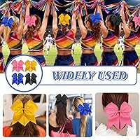 Vista 6 de 4 lazos elásticos grandes de 8 pulgadas, bandas elásticas para el cabello, cinta de grogrén, soporte para cola de caballo para animadoras