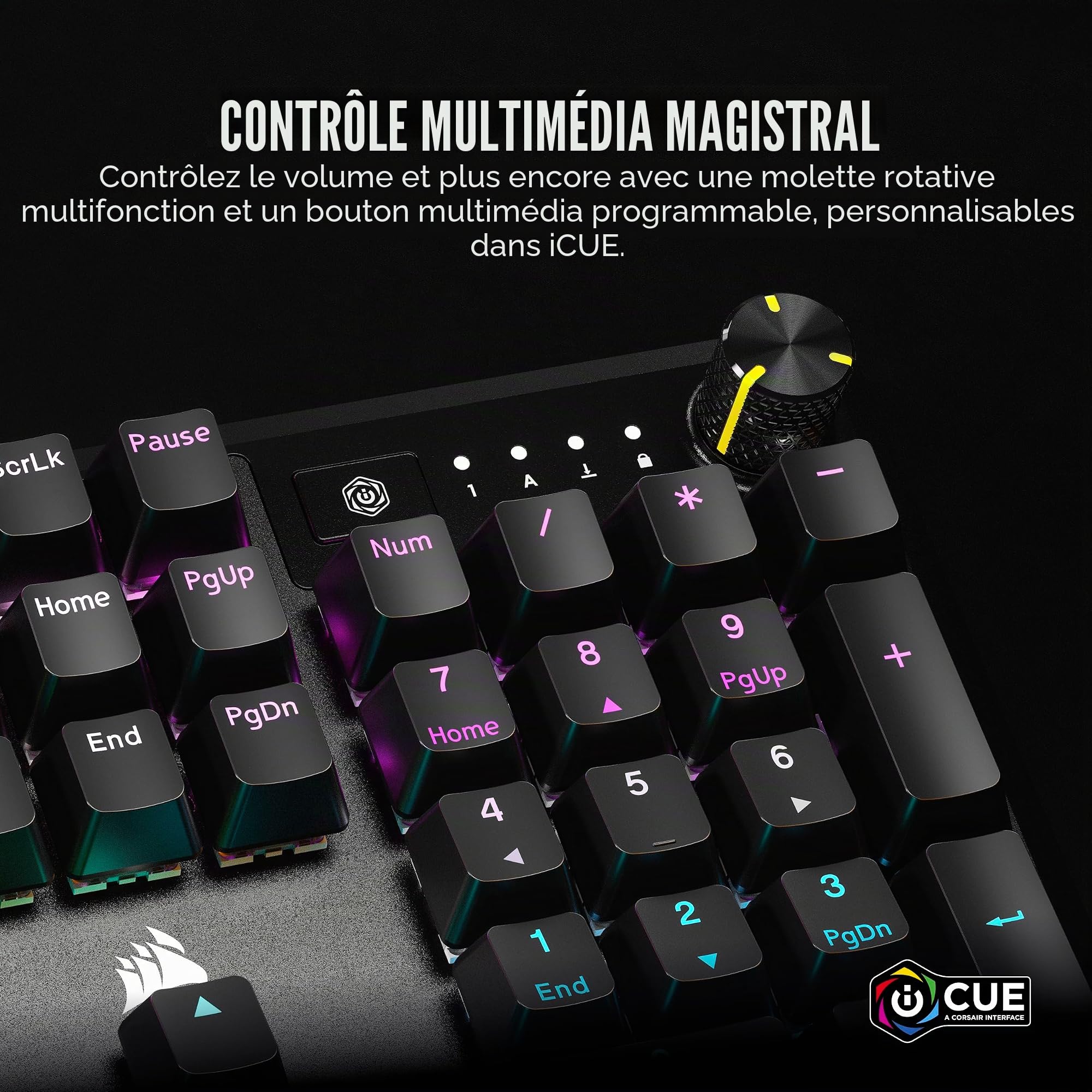 Corsair K70 Core RGB Clavier mécanique de Jeu - Interrupteurs linéaires Rouges MLX pré-lubrifiés - Amortissement sonore - Cadran de contrôle des médias - Compatible avec iCUE - Design QWERTY