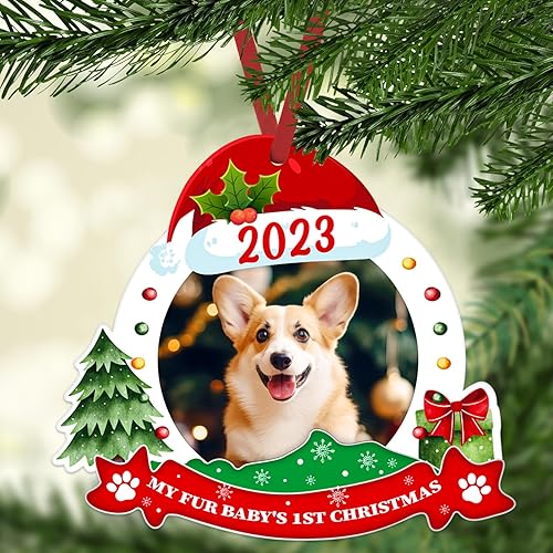 My Fur Baby - Marco de fotos de la primera Navidad 2023, marco de fotos personalizado de perro, regalo para perro, papá, mamá, amante de las
