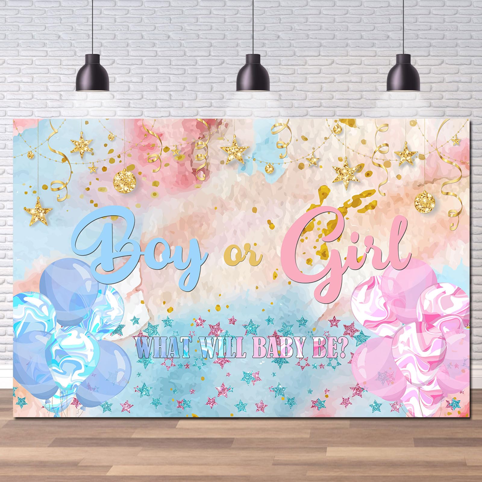 Dill-Dall Boy or Girl Gender Reveal Backdrop, Oh Baby, Welcome Baby Boy or Girl Party Decorations Background, Pink or Blue Supplies Wall Banner Photo