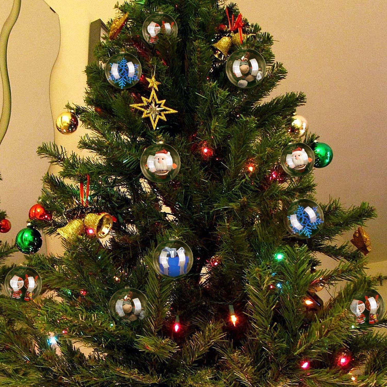 Bola de Gota Hueca para Colgar, para Rellenar Decoraciones navideñas, Adornos de árbol de Navidad para Bodas, 15 Piezas de Adornos Transparentes, Adornos de plástico rellenables