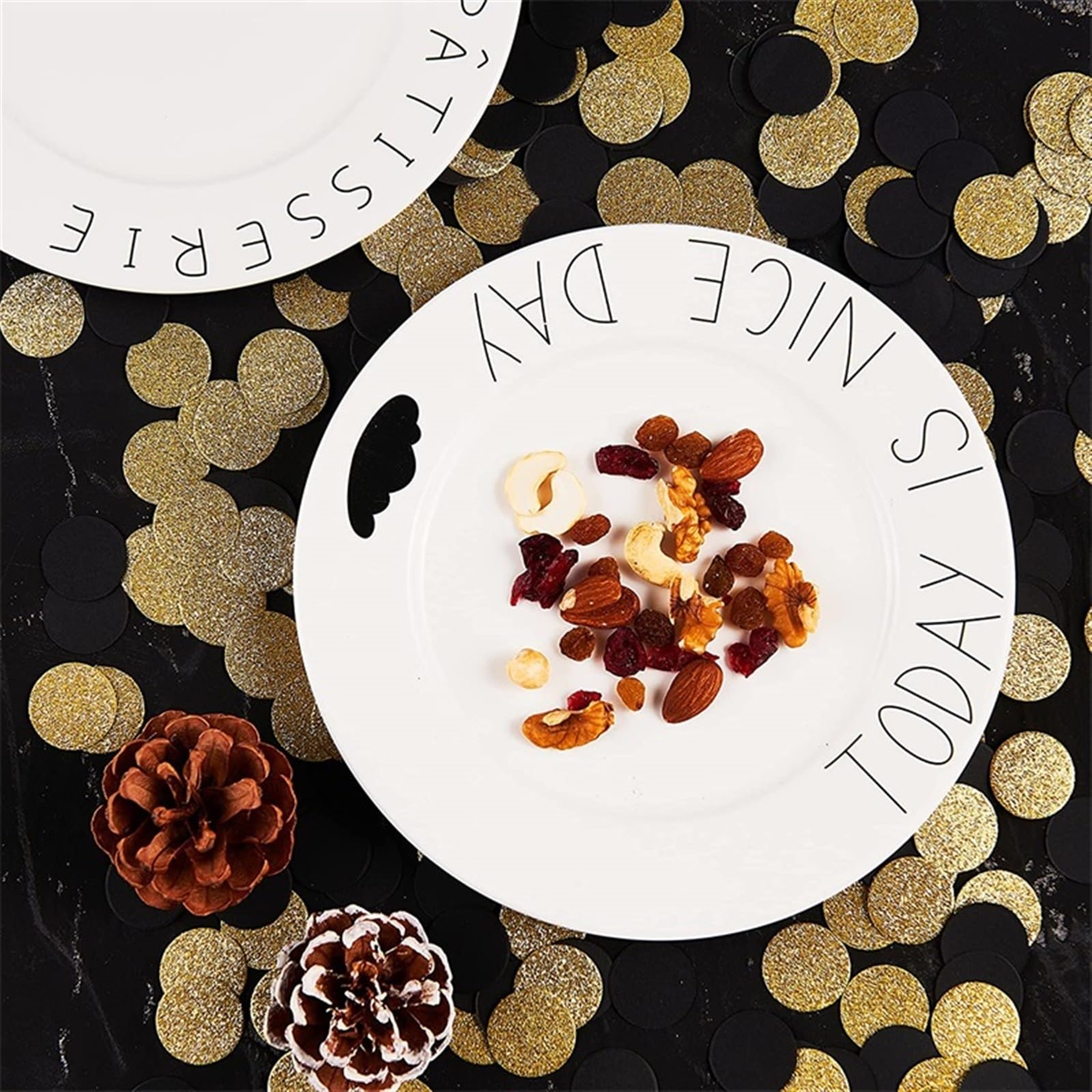 Nydotd 400 Coriandoli Di Carta Glitterati A Pois Oro Rosa E Nero - 2,5 Cm, Per Lauree, Matrimoni, Compleanni E Decorazioni Da Tavolo - 2