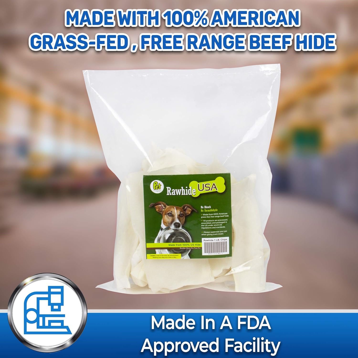 Dog Chews & Treats Natural Rawhide Chips Premium LongLasting Dog