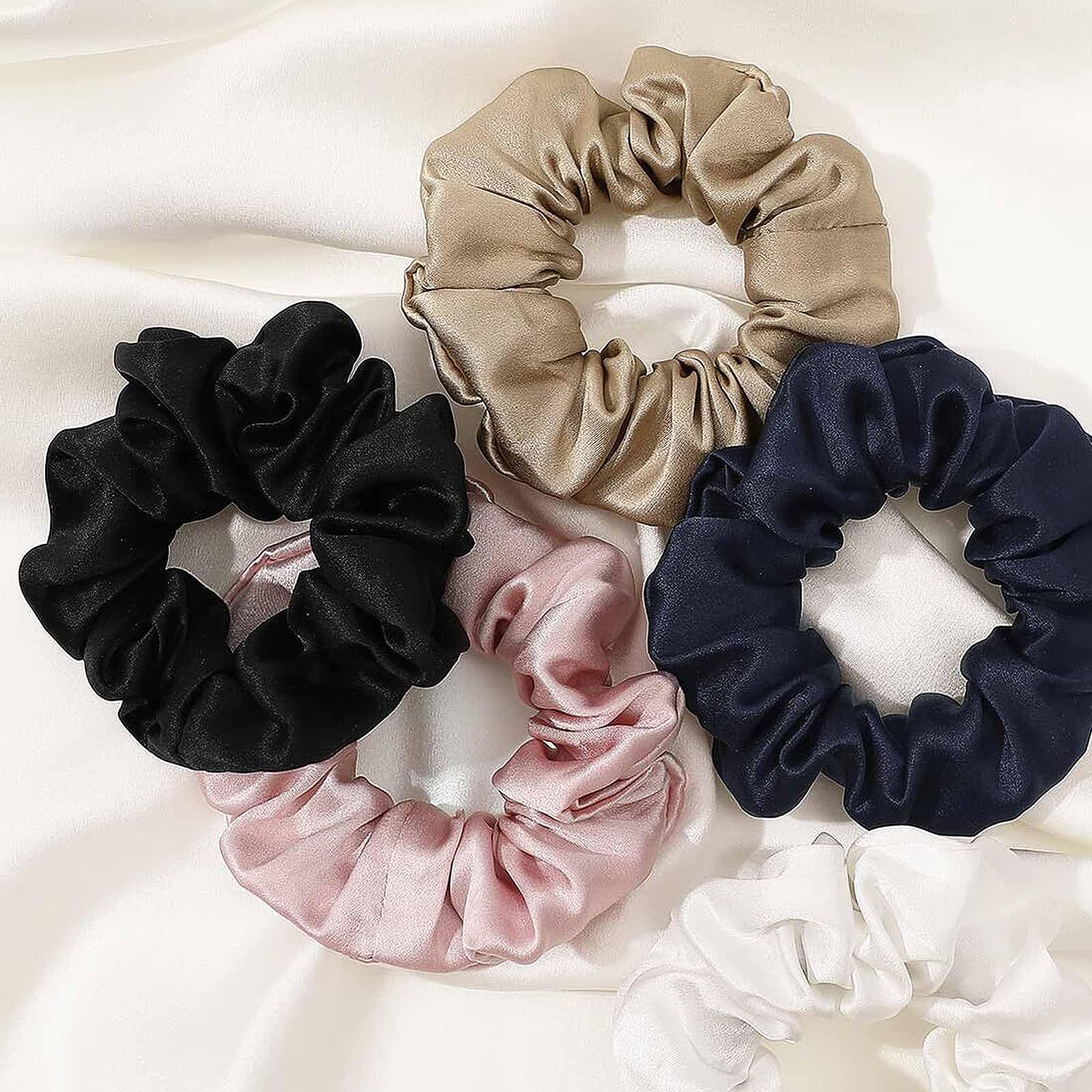 Silk Scrunchies for Frizz Prevention Mulberry Silk Hair Scrunchies for Prevention of Breakage Elastic Polytail Tail Supports - Image 3