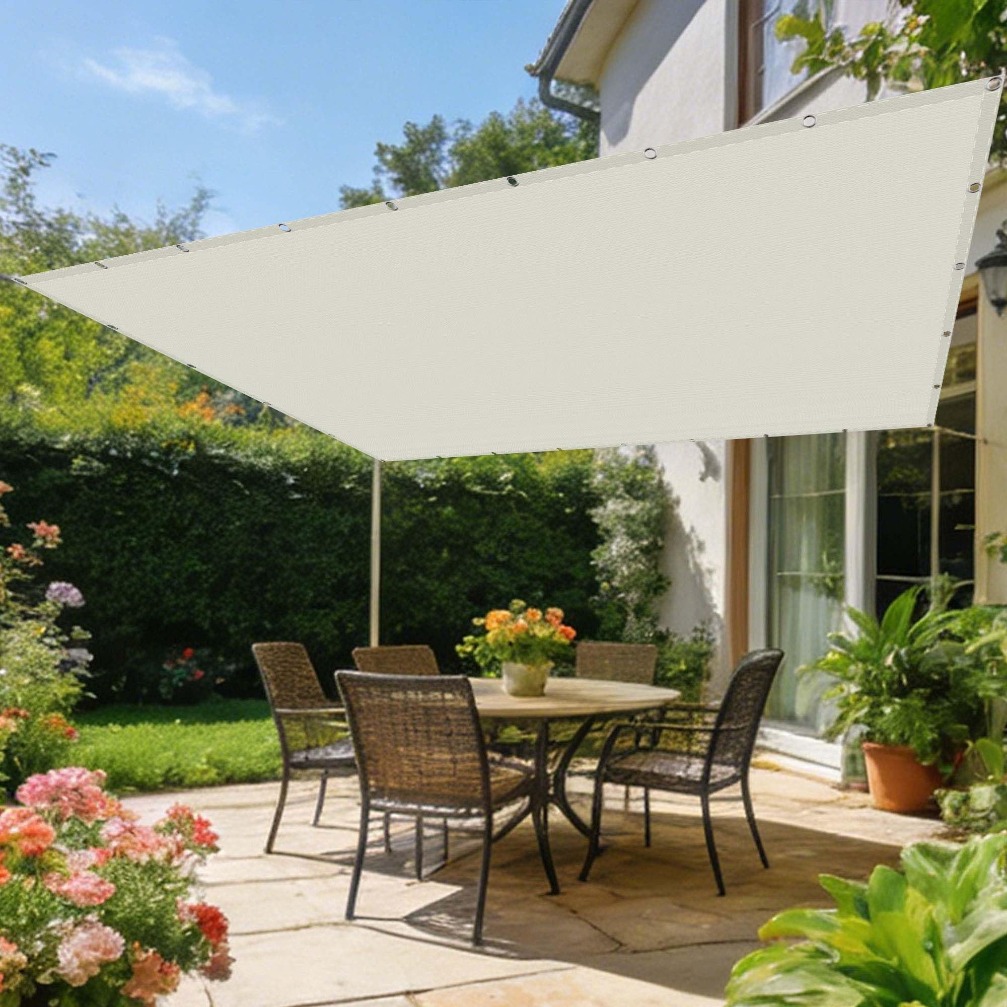 Voile d'ombrage étanche blanc cassé 3,5x10m anti-UV pour grande terrasse