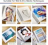 MEEDEN Bloc de papier pour supports mixtes : 22,9 x 30,5 cm, 50,8 kg/165 g/m², carnet de croquis à spirales avec couverture DIY – 60 feuilles de bloc de dessin pour supports humides et secs aquarelle - 6