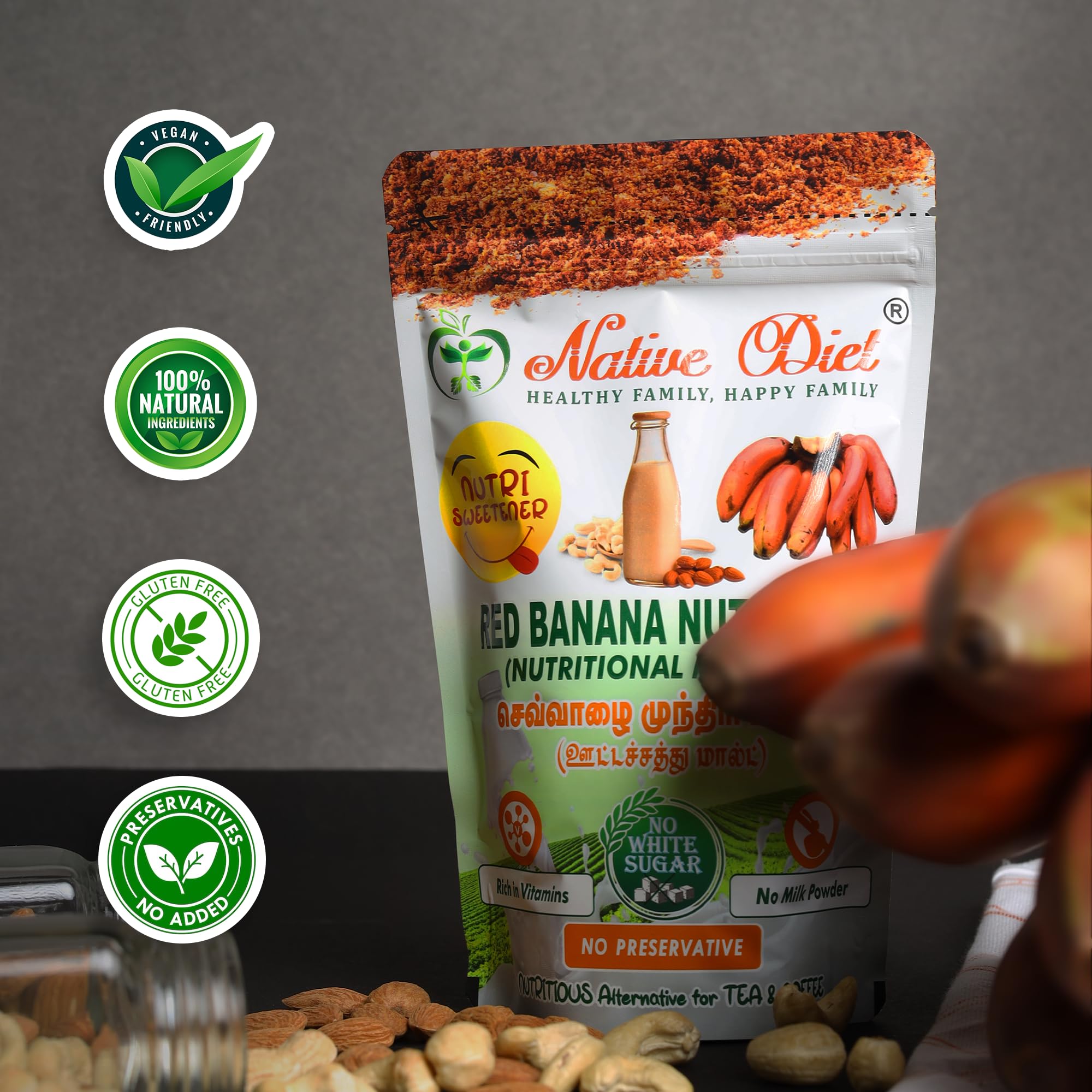Native Diet Red Banana| Energy Booster For All Ages|Nutritional Milk Mixes|Vegan Friendly|Tasty & Healthy|Natural Sweetness|Stamina & Immunity Boost|All Natural Ingredients|Healthy Drink (250) - Image 3 thumbnail
