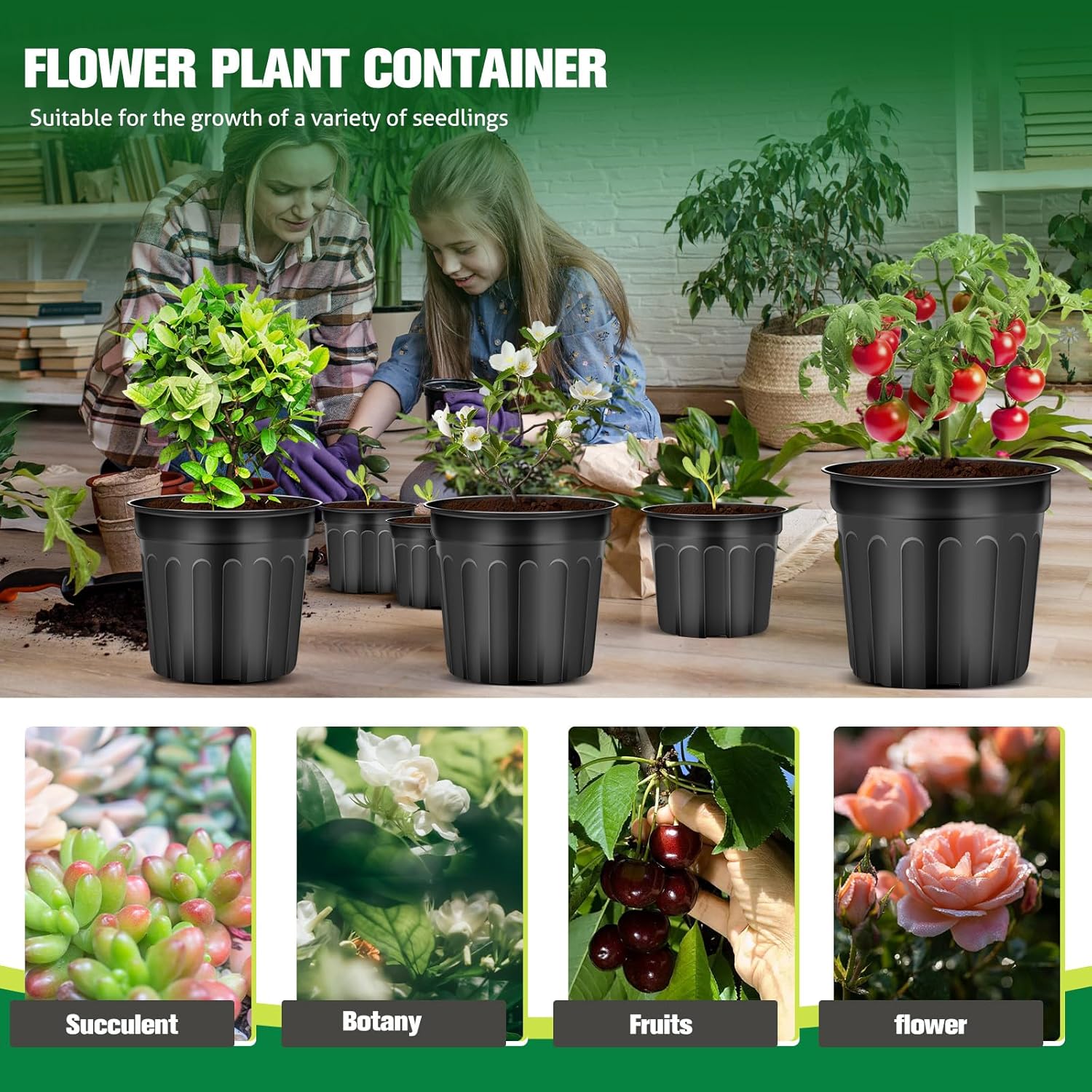 120 Pack 1 2 3 Gallon Plant Nursery Pots with 120 Plant Labels Thickened Flexible Plastic Pots for Plants Disposable Garden Pot Flower Container for Succulents Seedling Cuttings Transplanting