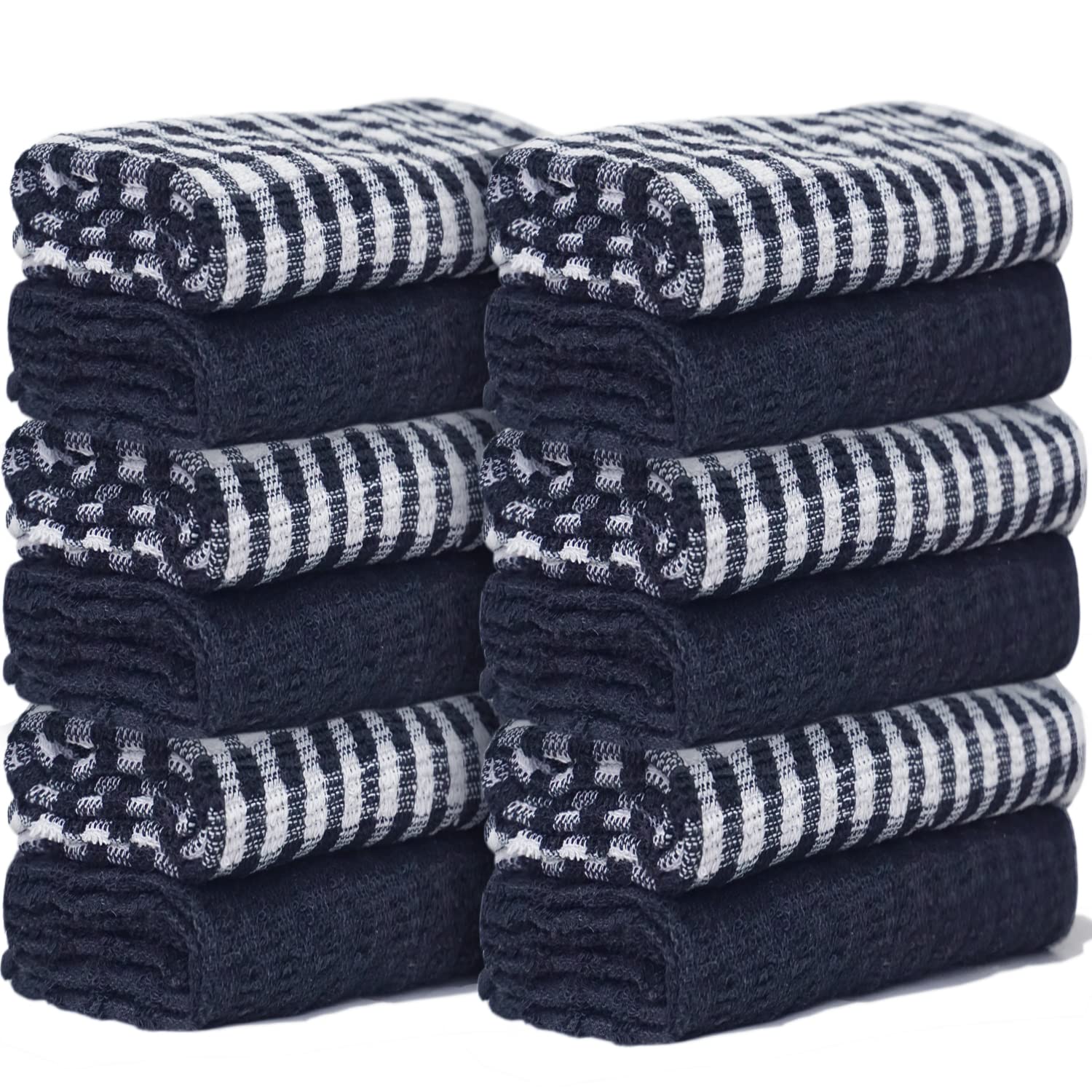 Casabella Navy 100% Cotton Kitchen Towels 50X70 Cm Pack Of 12 Wonder Dry Tea Towels For Kitchen, Highly Absorbent Dish Cloths For Washing Up, Soft & Thick Wash Cloths, Tea Towels Kitchen Cloth