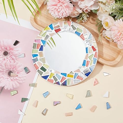 Miniatura 7 de WEBEEDY Juego de 2 espejos circulares de mosaico, kit de manualidades de mosaico para adultos, kit de espejo redondo de cristal (sin pegamento ni