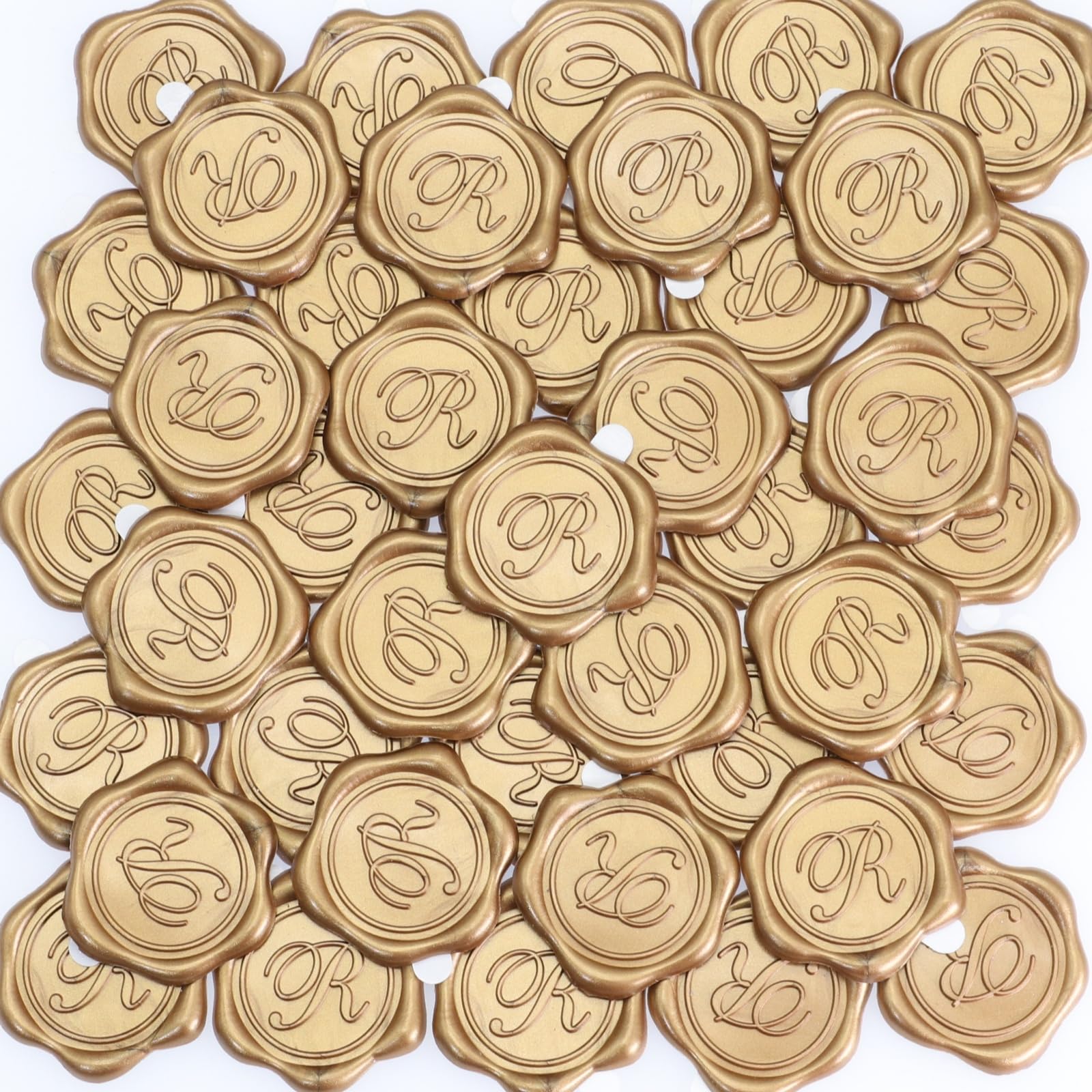 Atopbb Alphabet R Wax Seal Stickers - 30 Pack Initial Letter R Self Adhesive Envelope Seals for Wedding, Party, Birthday, Christmas (Copper Gold)
