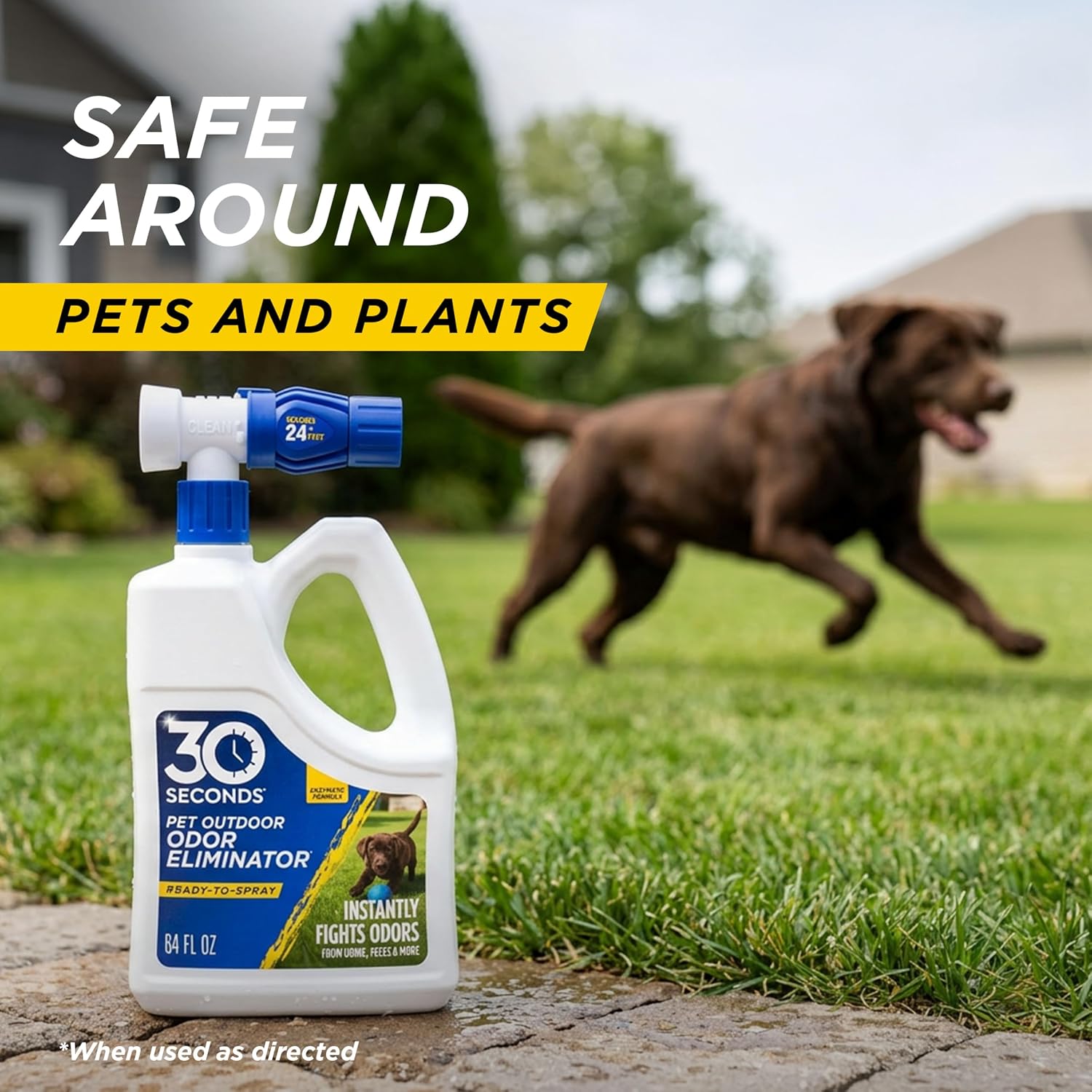 30 Seconds Outdoor Odor Eliminator for Pets, Dogs, For Grass, Turf, Lawns, Kennels & Dog runs, Enzyme Cleaner (1 Gallon Concentrate)