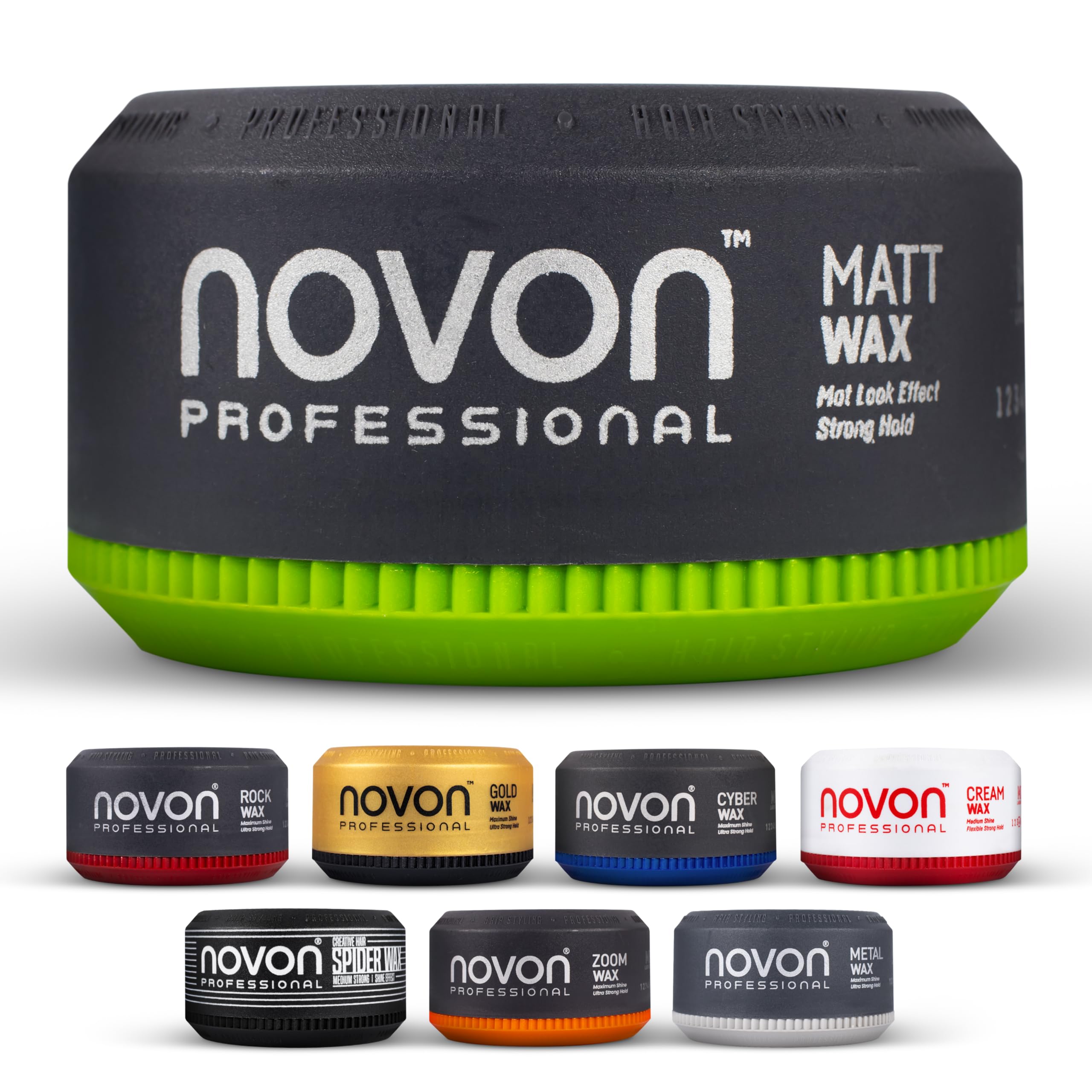 Novon Professional 3 x Matt Wax Haarwax|150 ml Styling-Gel|starkes Styling ohne Glanz | natürlicher Look mit gepflegter Struktur|feuchtigkeitsspendend & pflegend|geeignet für Business & Alltag