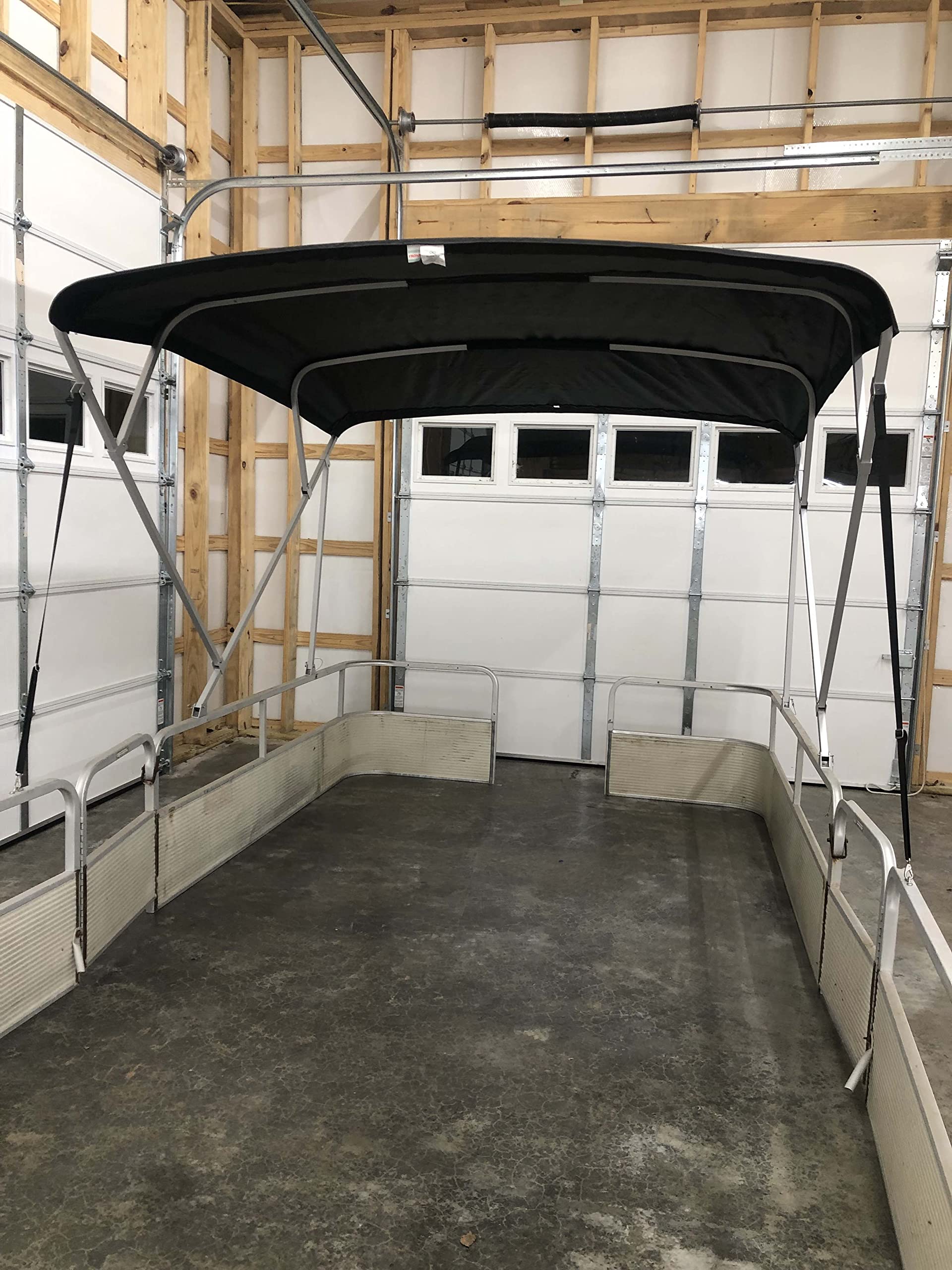 Cypress Rowe Outfitters 9' Long x 8' Wide Pontoon Boat Bimini Top Kit, Best Available, Black, Complete Kit, Square Frame with Metal Fittings, 16oz Canvas, Hardware Kit