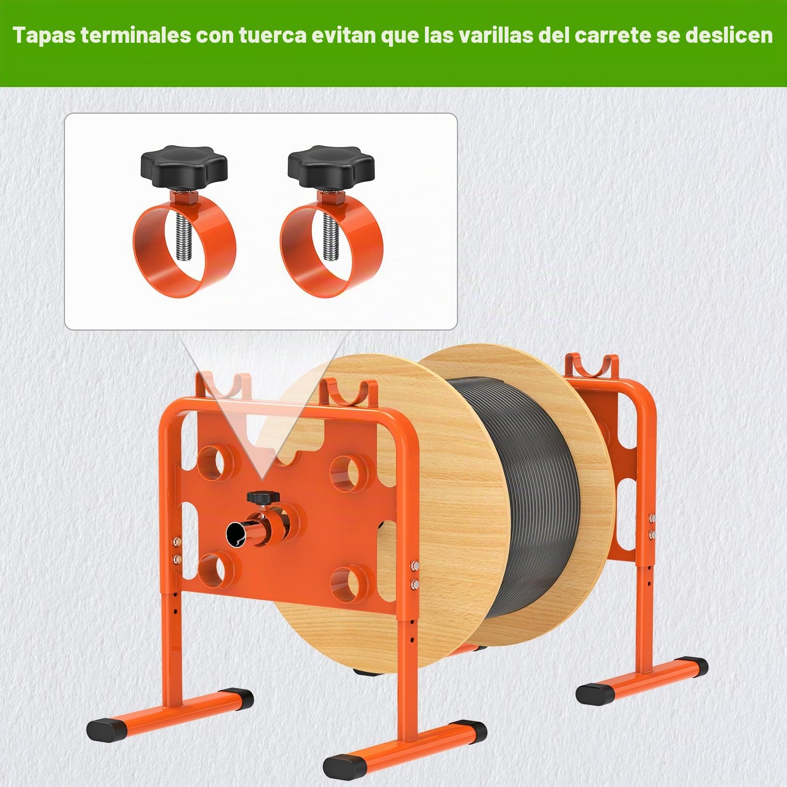 SELEWARE Dispensador de alambre multiusos, estante de carrete de alambre, dispensador de cables portátil, altura ajustable para carretes de hasta 33 pulgadas de diámetro, soporte de cable de acero