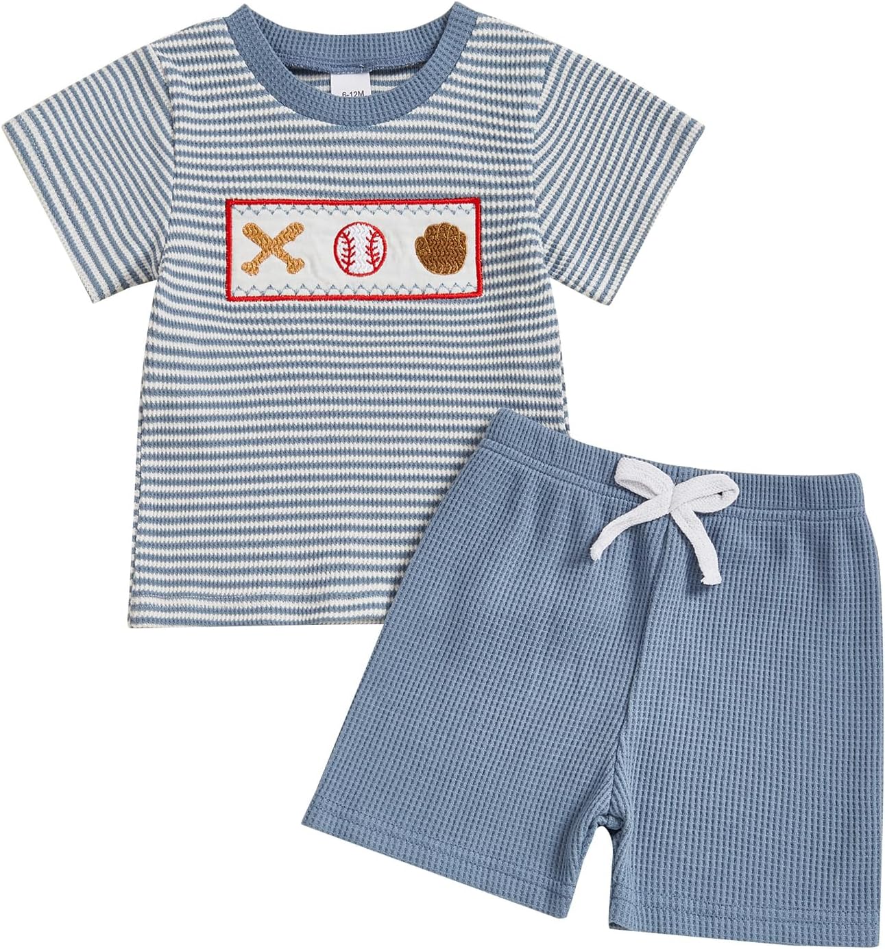Toddler Baby Boy Summer Outfit Baseball//Golf/Tennis Embroidery Striped Short Sleeve T Shirt Shorts Set 2Pcs Outfit