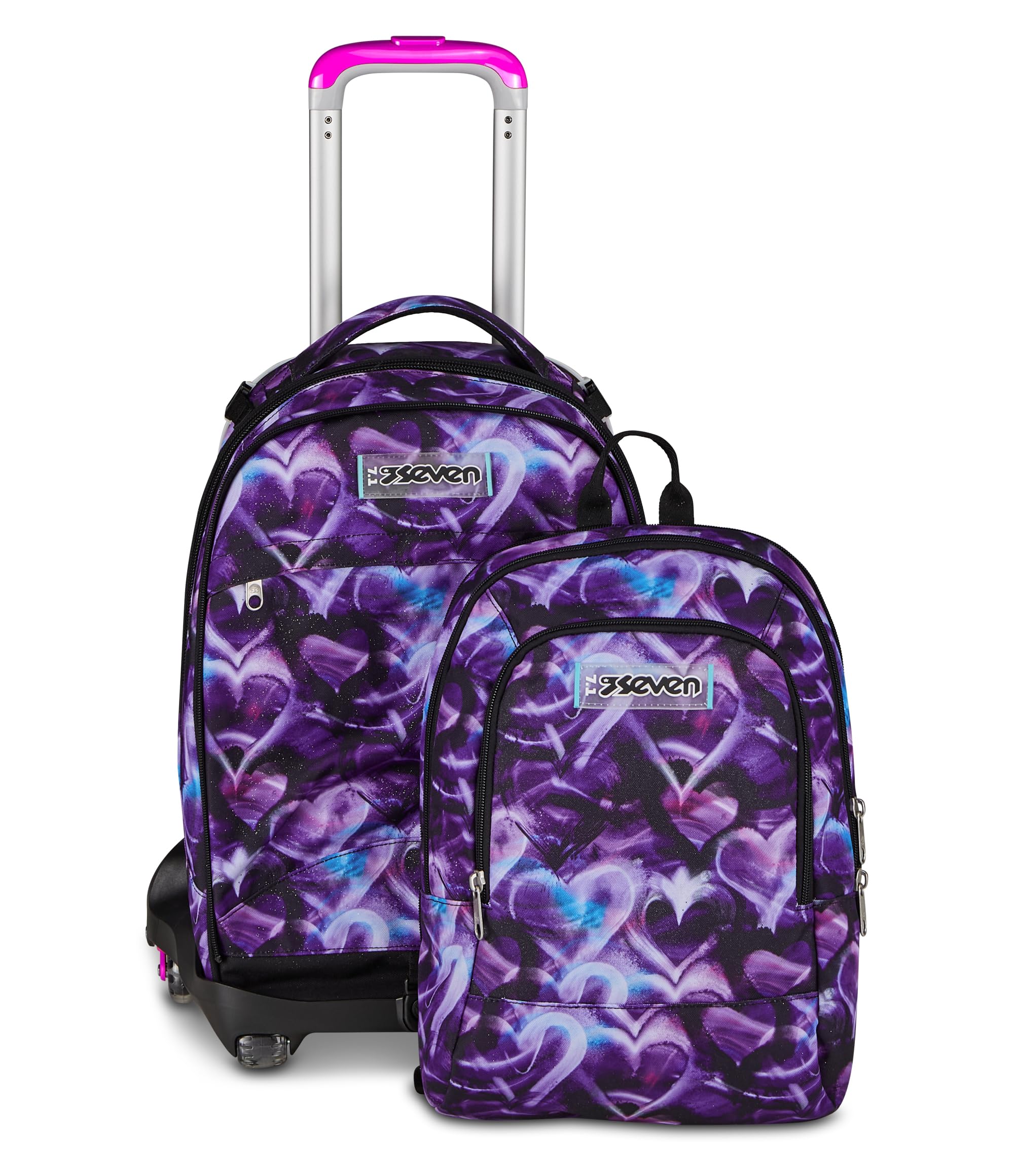 Seven Trolley Scuola Jack 8 Ruote Detach LOVEPASS, Viola, 43 L, Scomponibile, Zainetto staccabile, 4 in 1, Cross-over System, Tasche multifunzione, Scuola elementare e media, Bambina, Ragazza