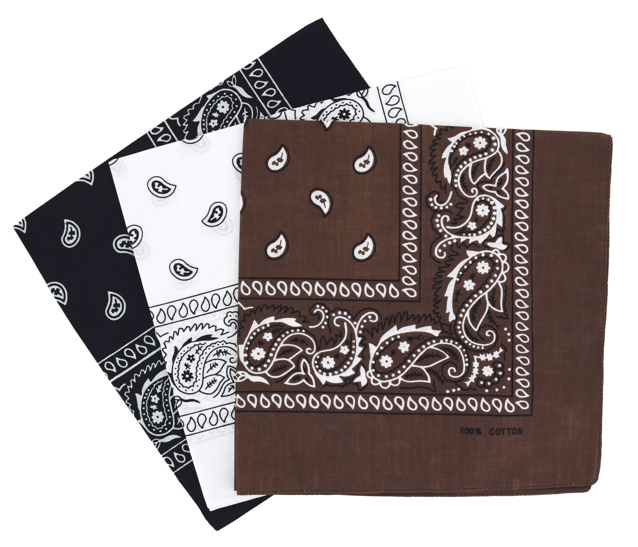 Laciteinterdite Women's Multicolored Cotton Paisley Bandana Scarf Headband 3 Pack