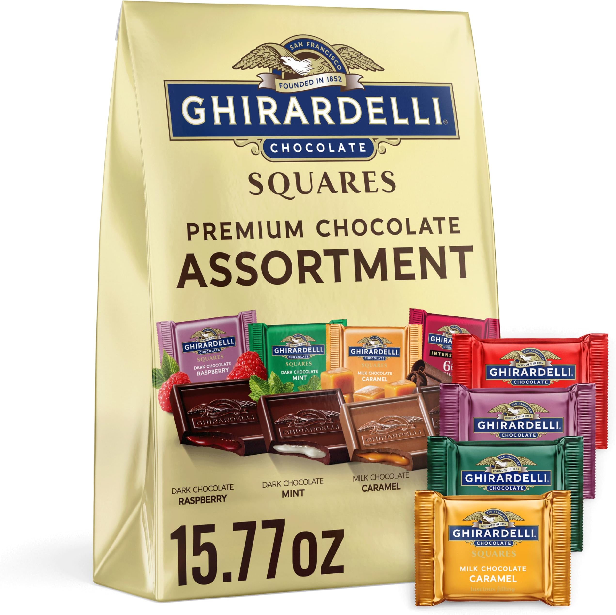 Premium Assorted Chocolate SQUARES , 15.77 oz Bag