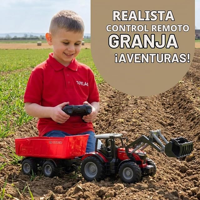 Foto 2 de 8 de Toyland® Escala 1:24 Tractor Rojo a Control Remoto con Pala Frontal
